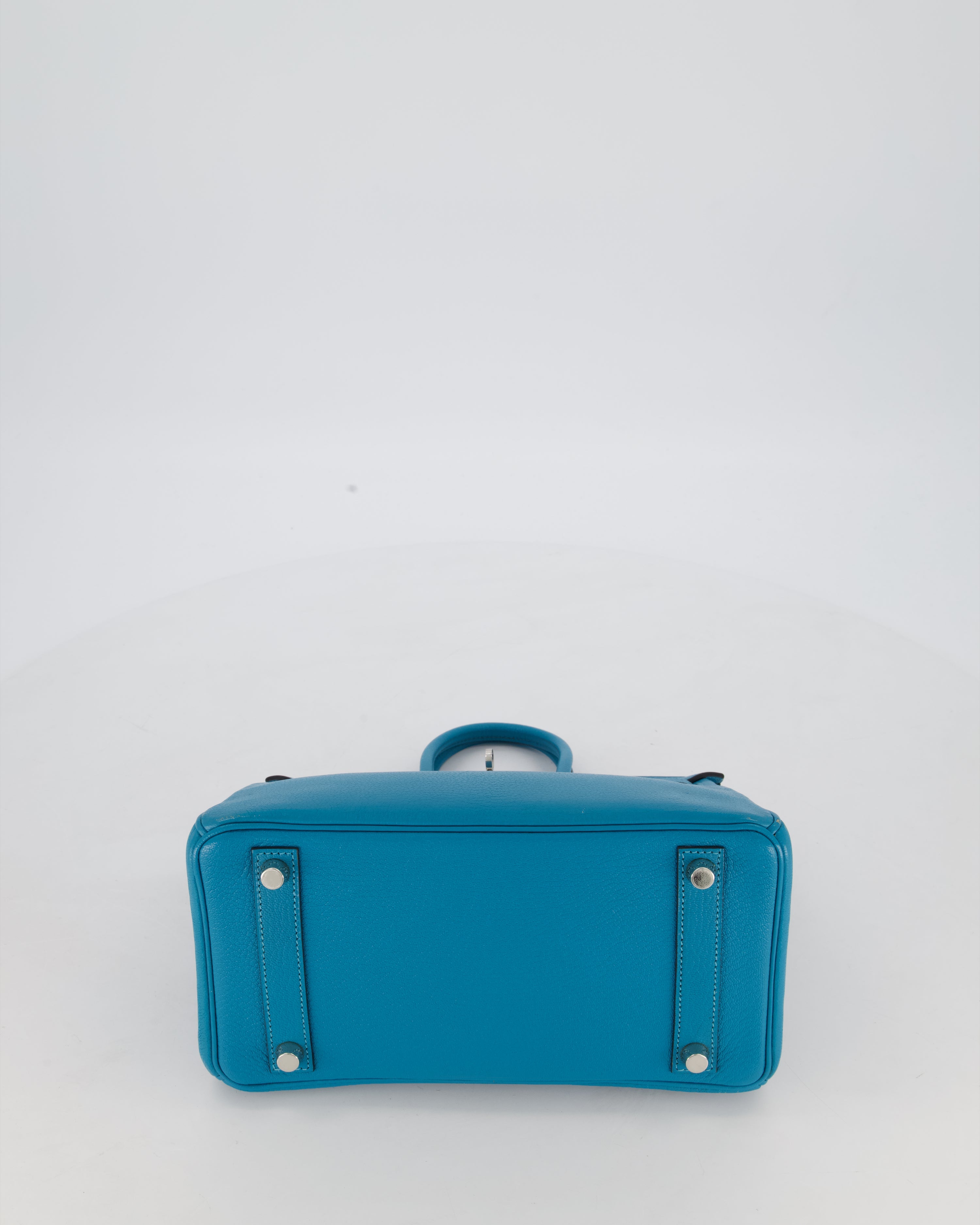 Hermès Birkin 25 Retourne Bag in Bleu Saint Cyr Chèvre Mysore Leather with Palladium Hardware