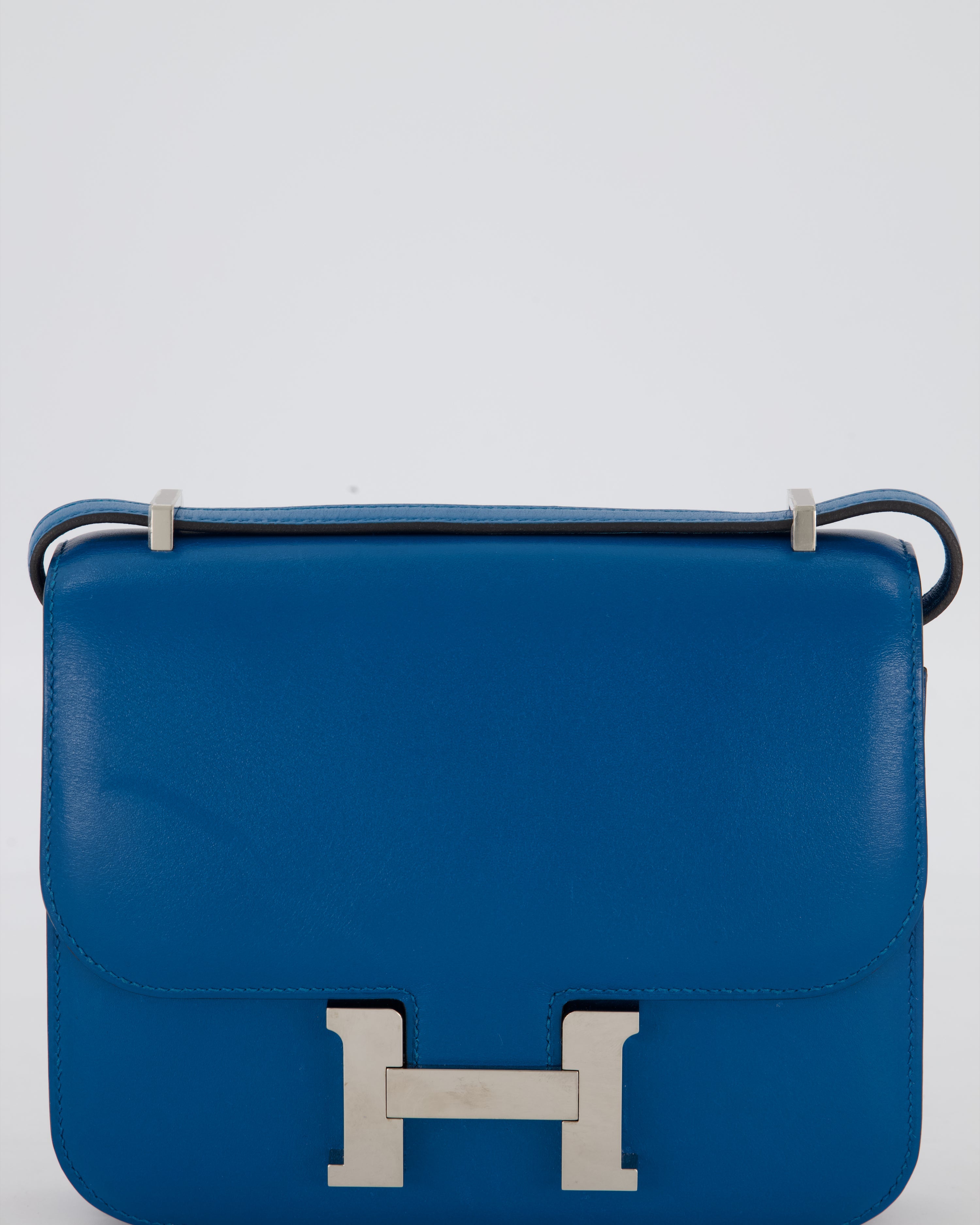 Hermès Mini Constance III 18 Bag in Bleu Izmir Tadelakt Leather with Palladium Hardware