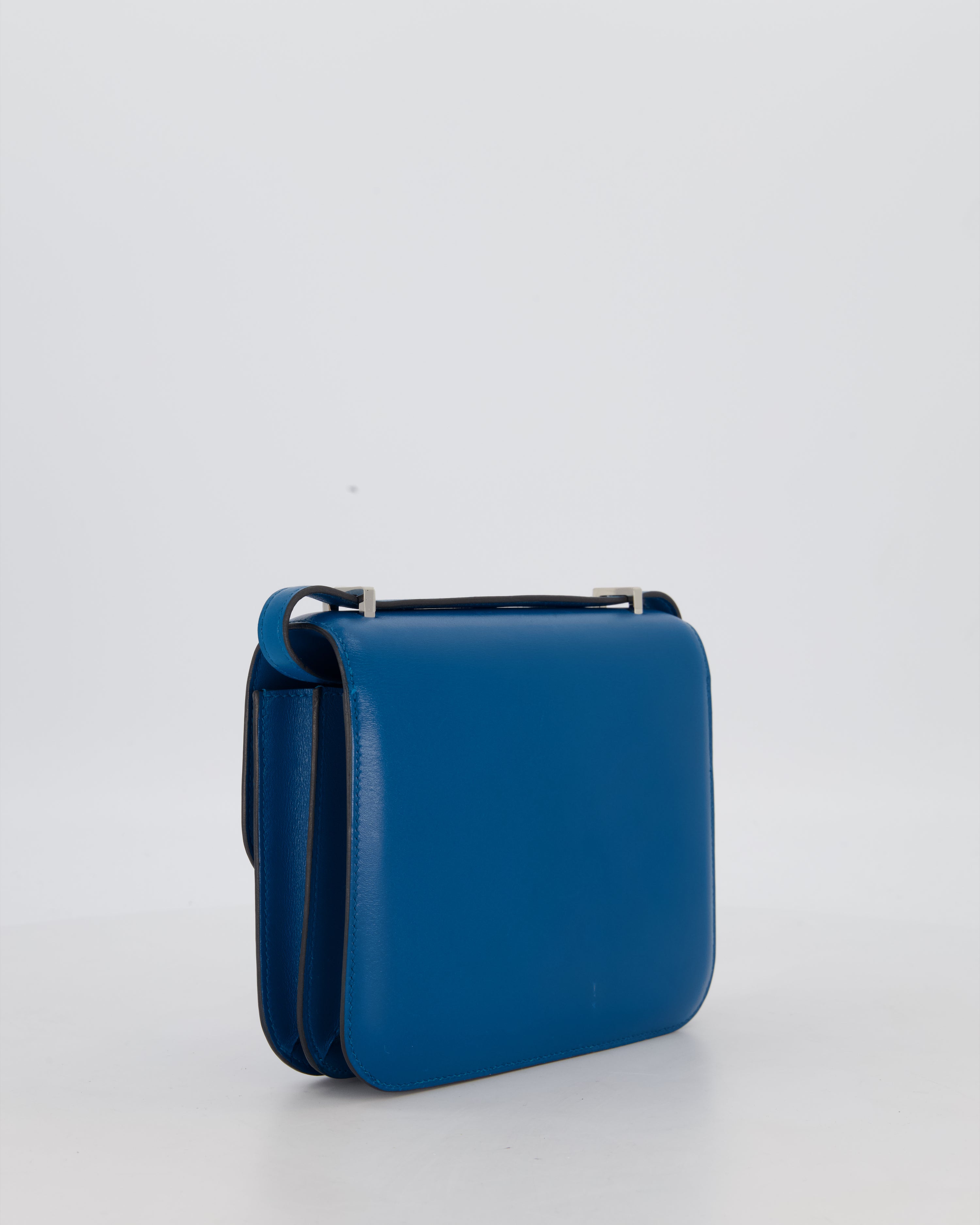 Hermès Mini Constance III 18 Bag in Bleu Izmir Tadelakt Leather with Palladium Hardware