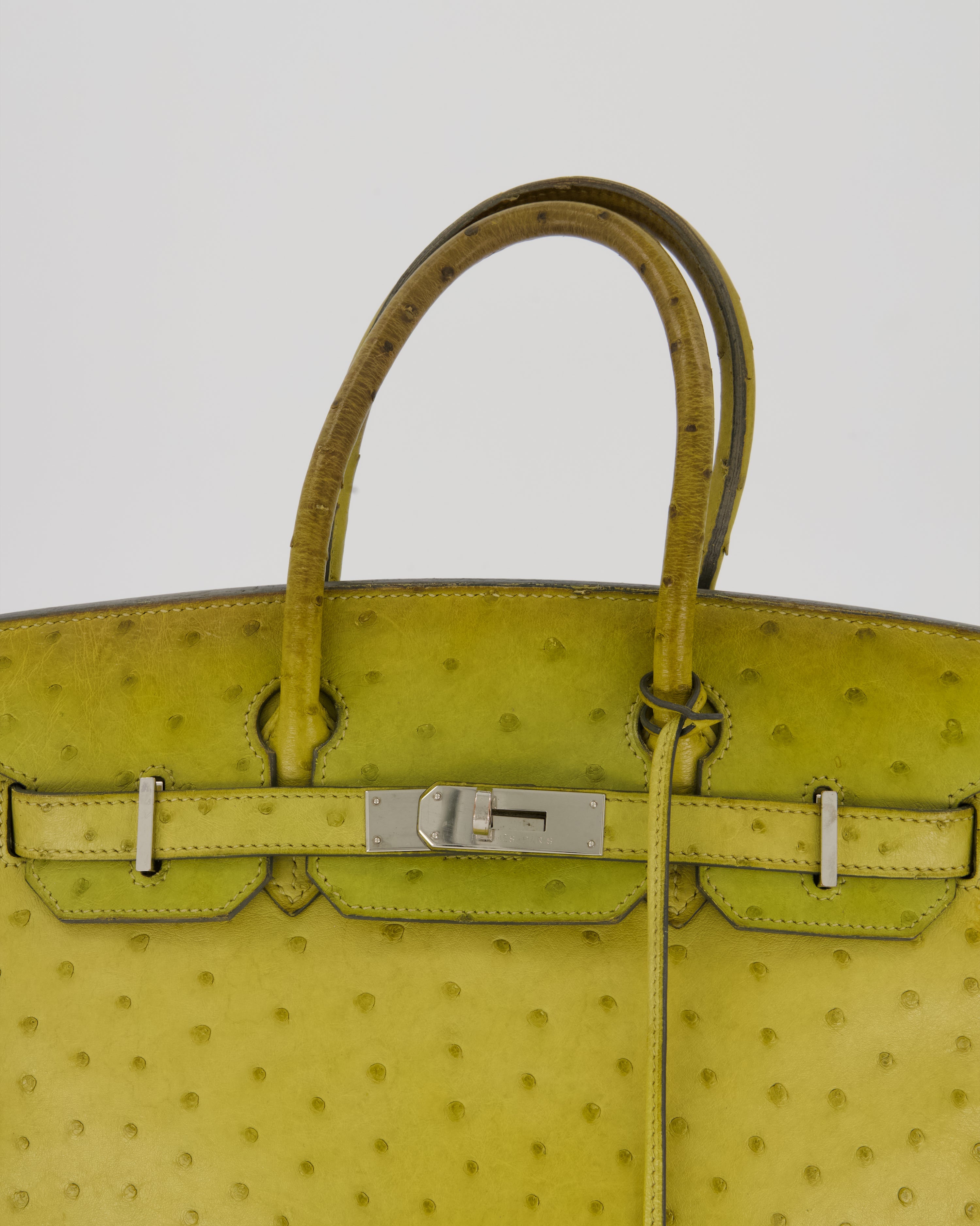 Hermès Birkin 30 Retourne Bag in Vert Anís Ostrich Leather with Palladium Hardware