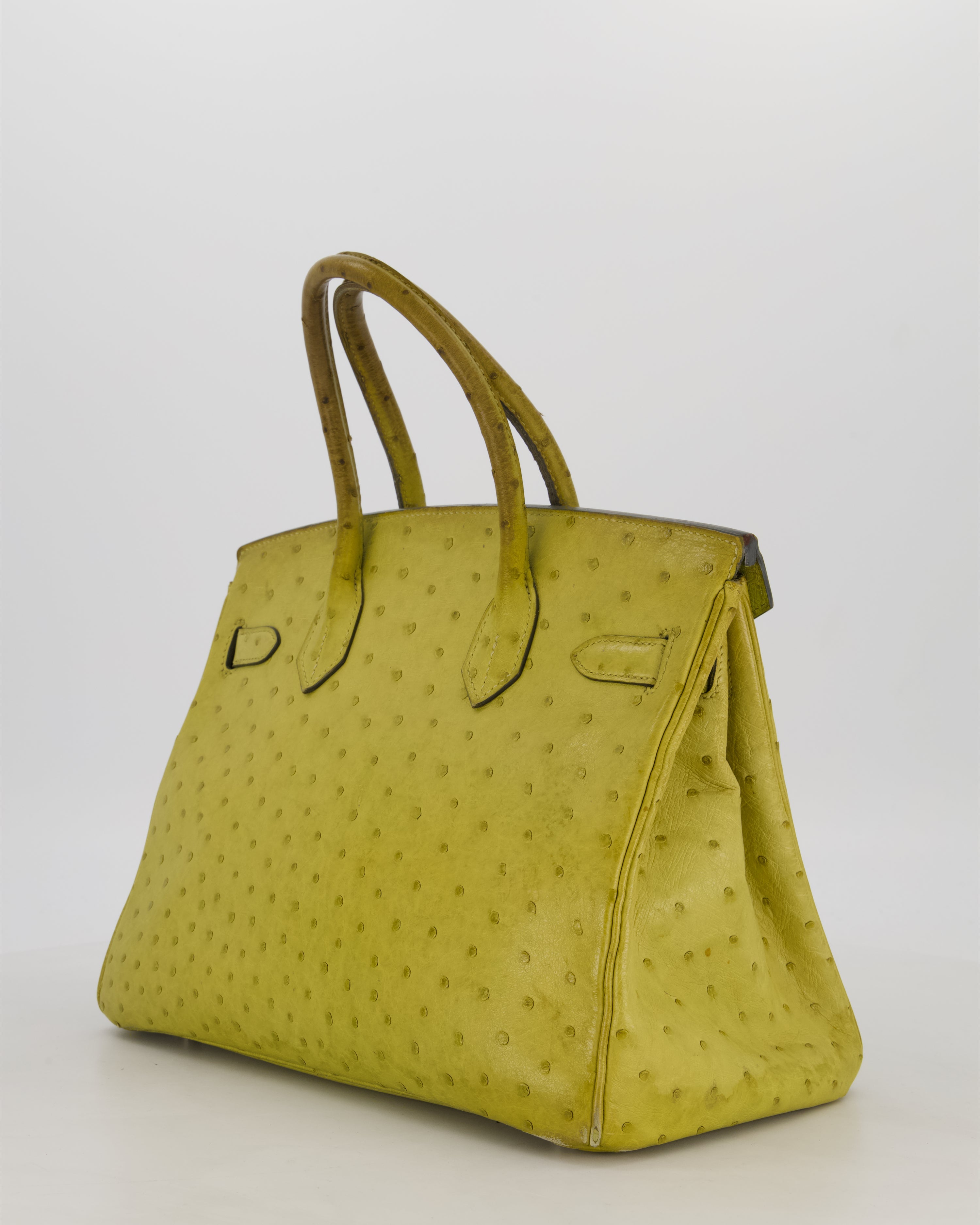 Hermès Birkin 30 Retourne Bag in Vert Anís Ostrich Leather with Palladium Hardware