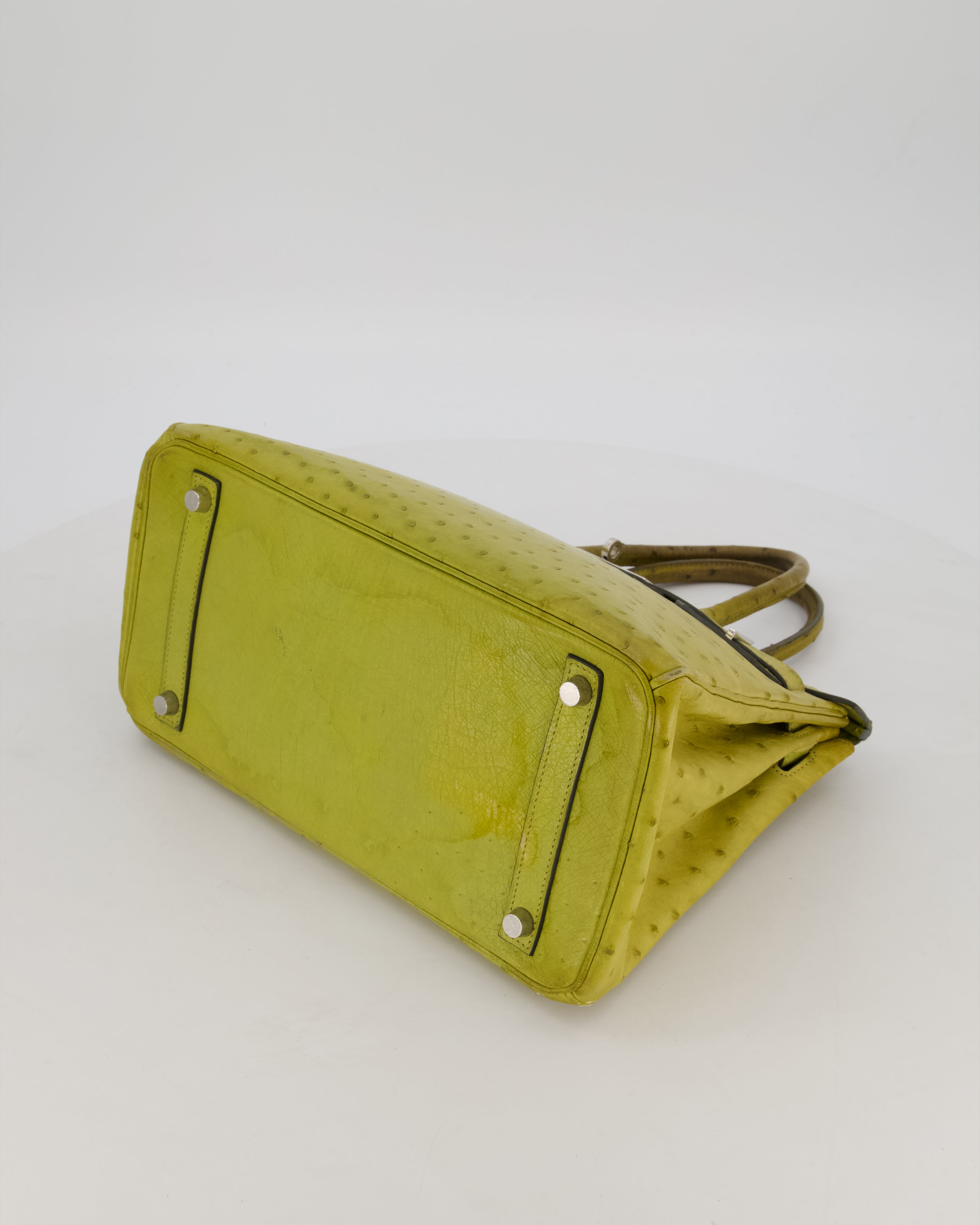 Hermès Birkin 30 Retourne Bag in Vert Anís Ostrich Leather with Palladium Hardware