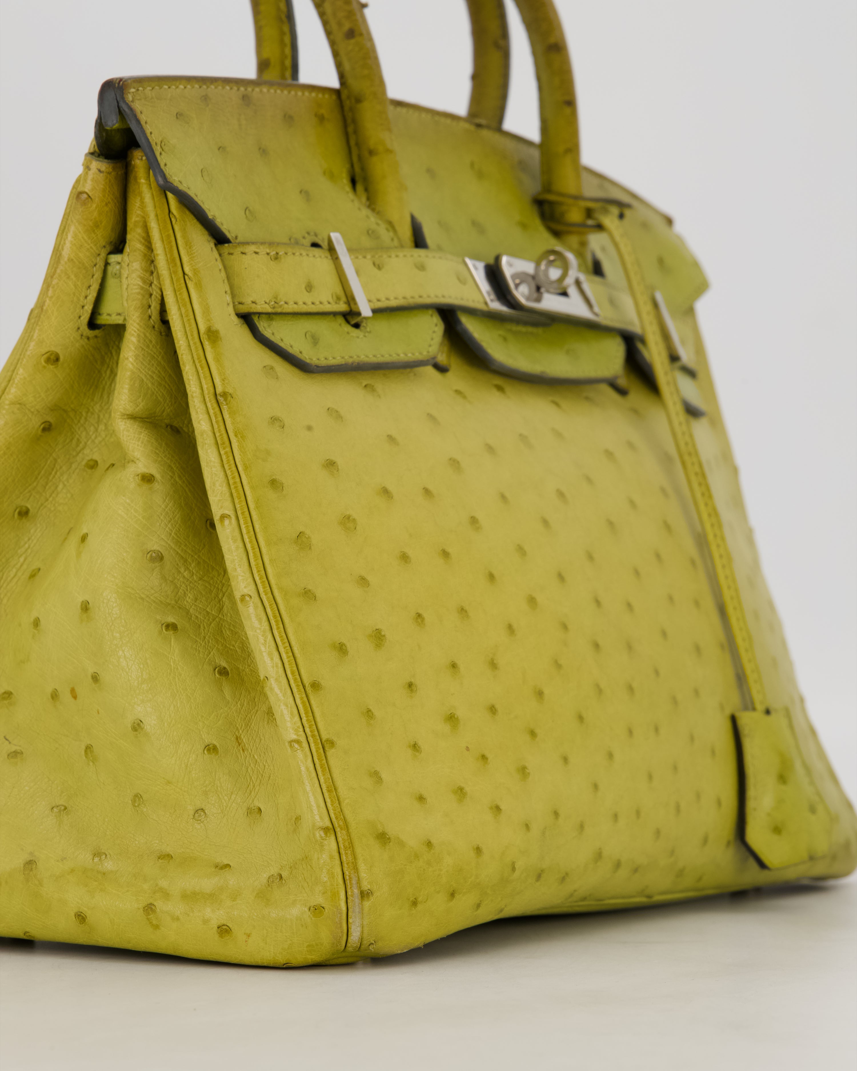 Hermès Birkin 30 Retourne Bag in Vert Anís Ostrich Leather with Palladium Hardware