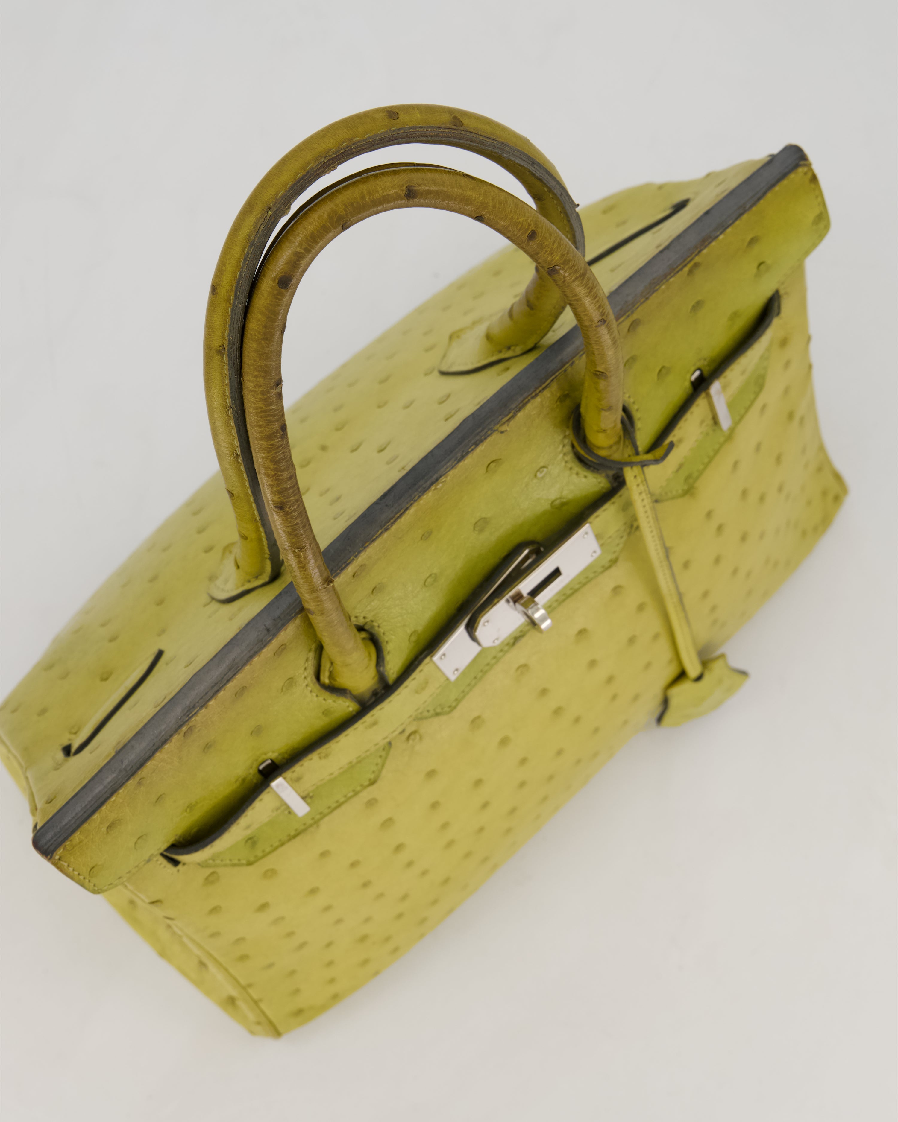 Hermès Birkin 30 Retourne Bag in Vert Anís Ostrich Leather with Palladium Hardware