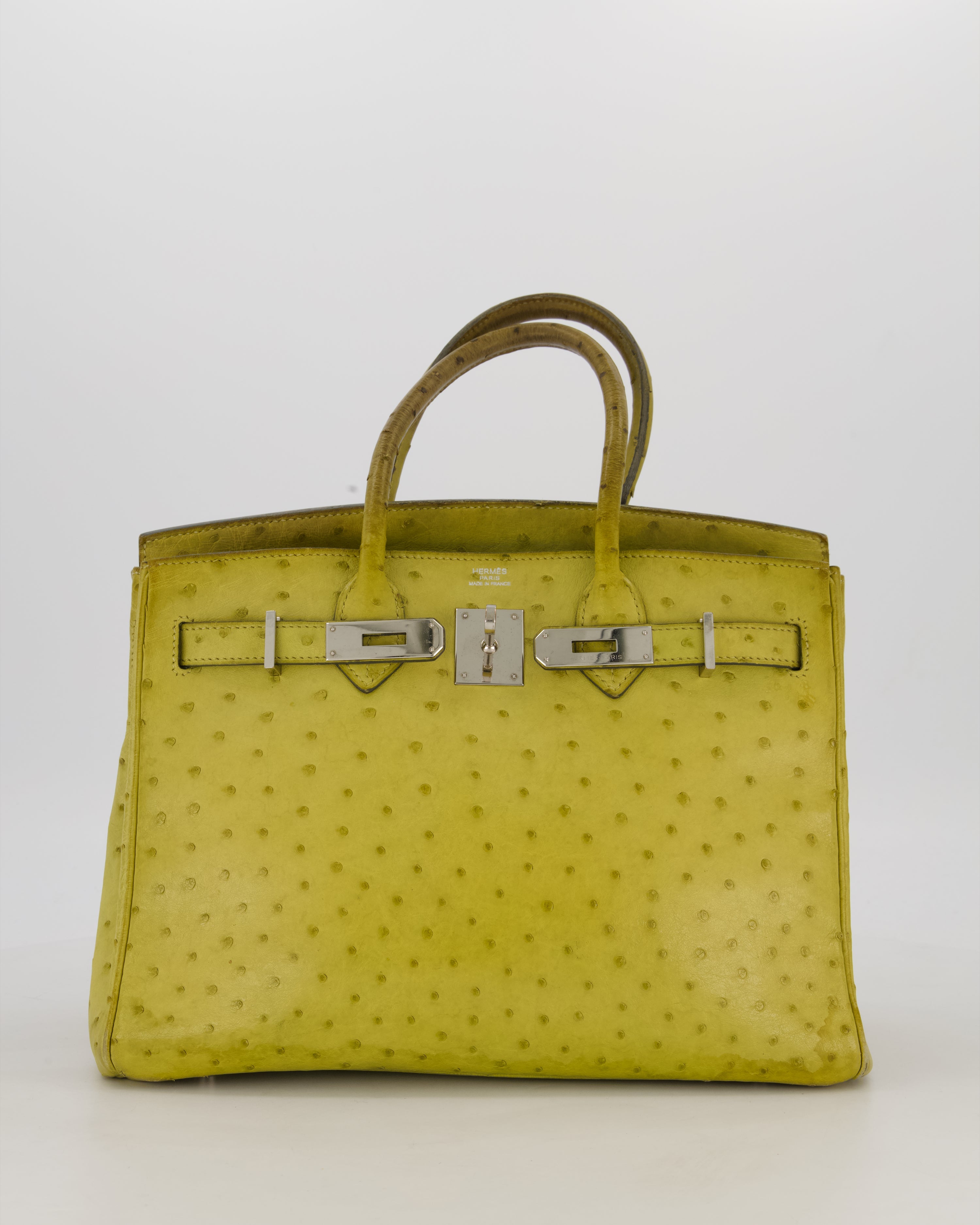 Hermès Birkin 30 Retourne Bag in Vert Anís Ostrich Leather with Palladium Hardware