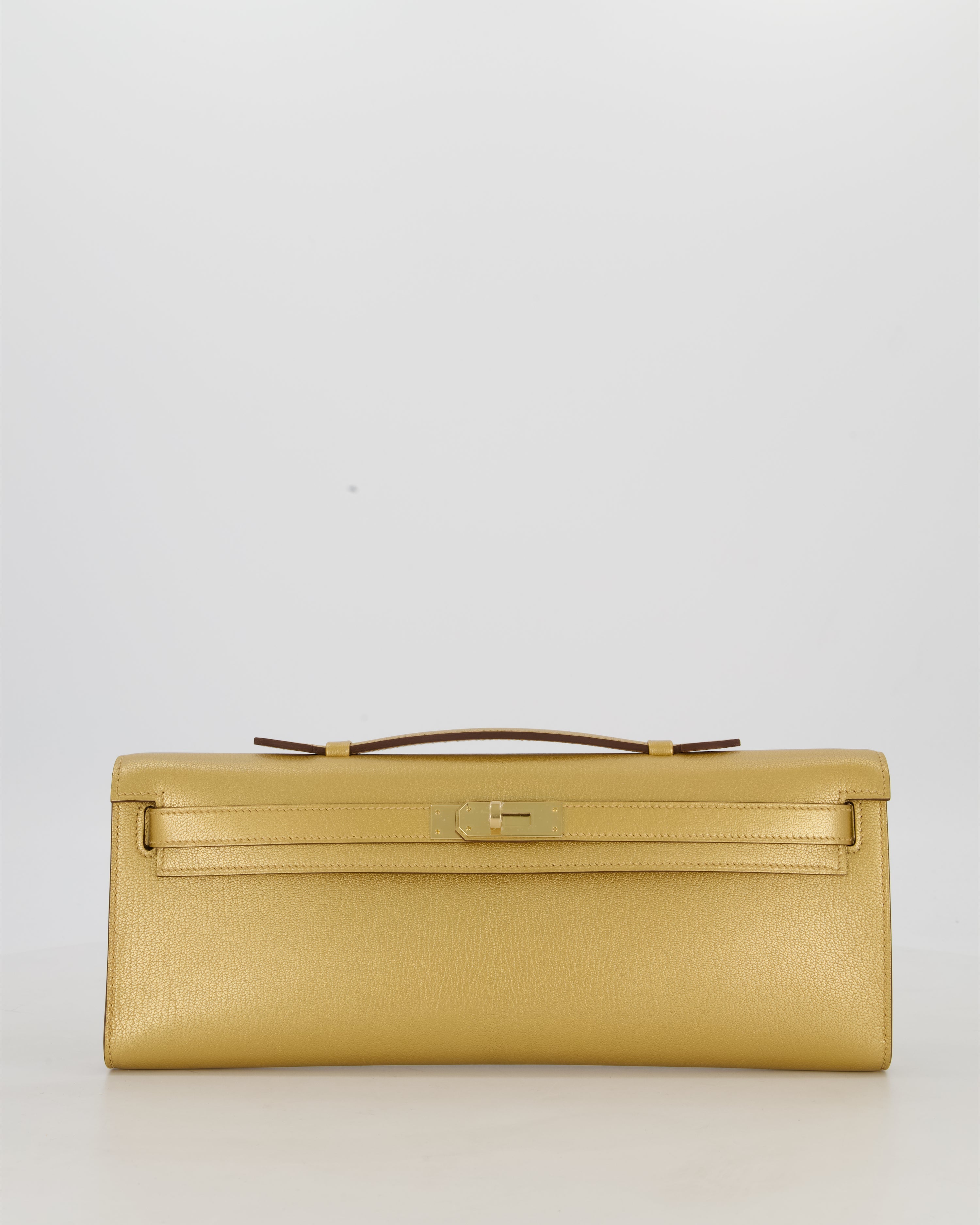 *SUPER RARE* Hermès Kelly Cut Bag in Doré Chévre Chamkila Leather with Permabrass Hardware