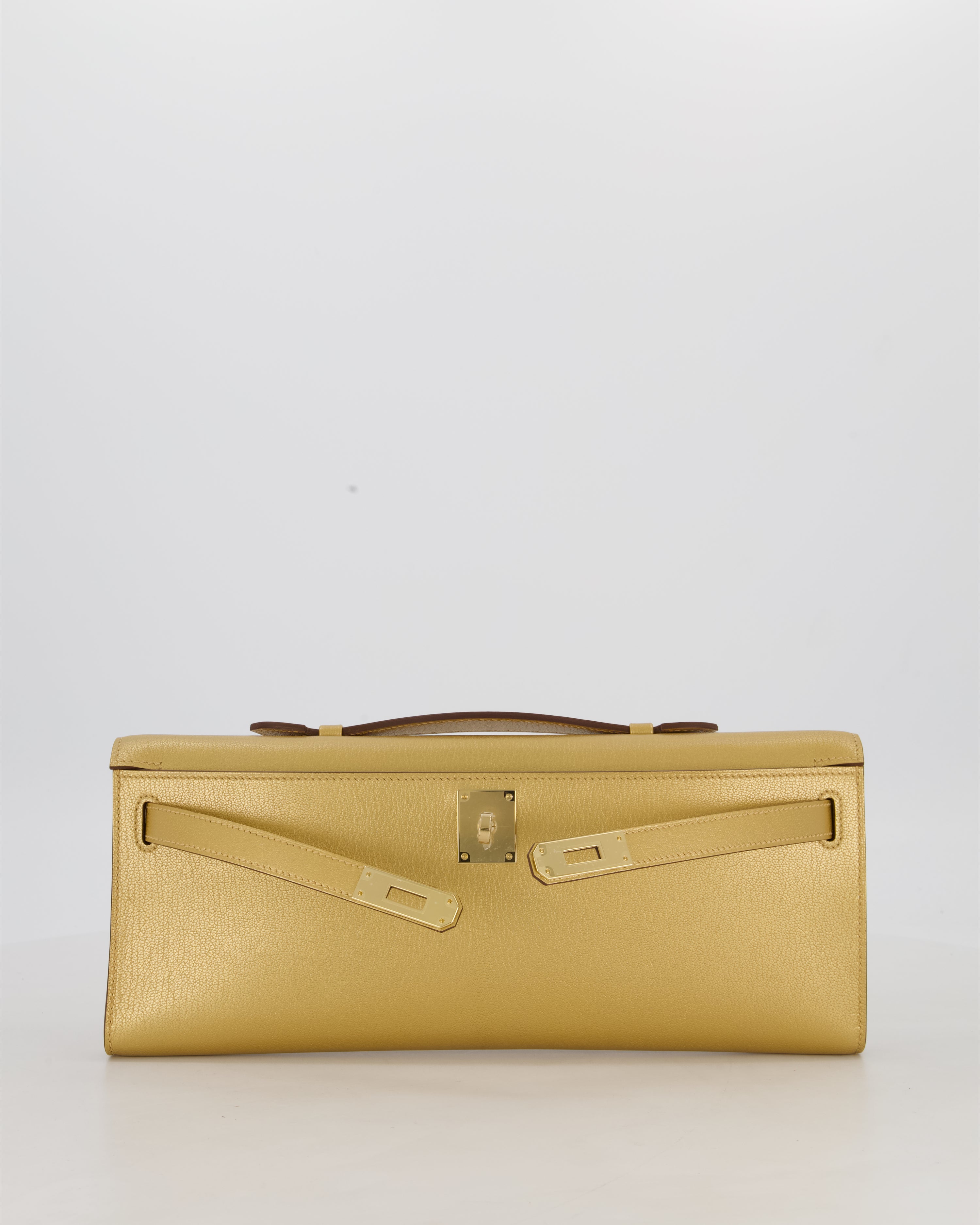 *SUPER RARE* Hermès Kelly Cut Bag in Doré Chévre Chamkila Leather with Permabrass Hardware