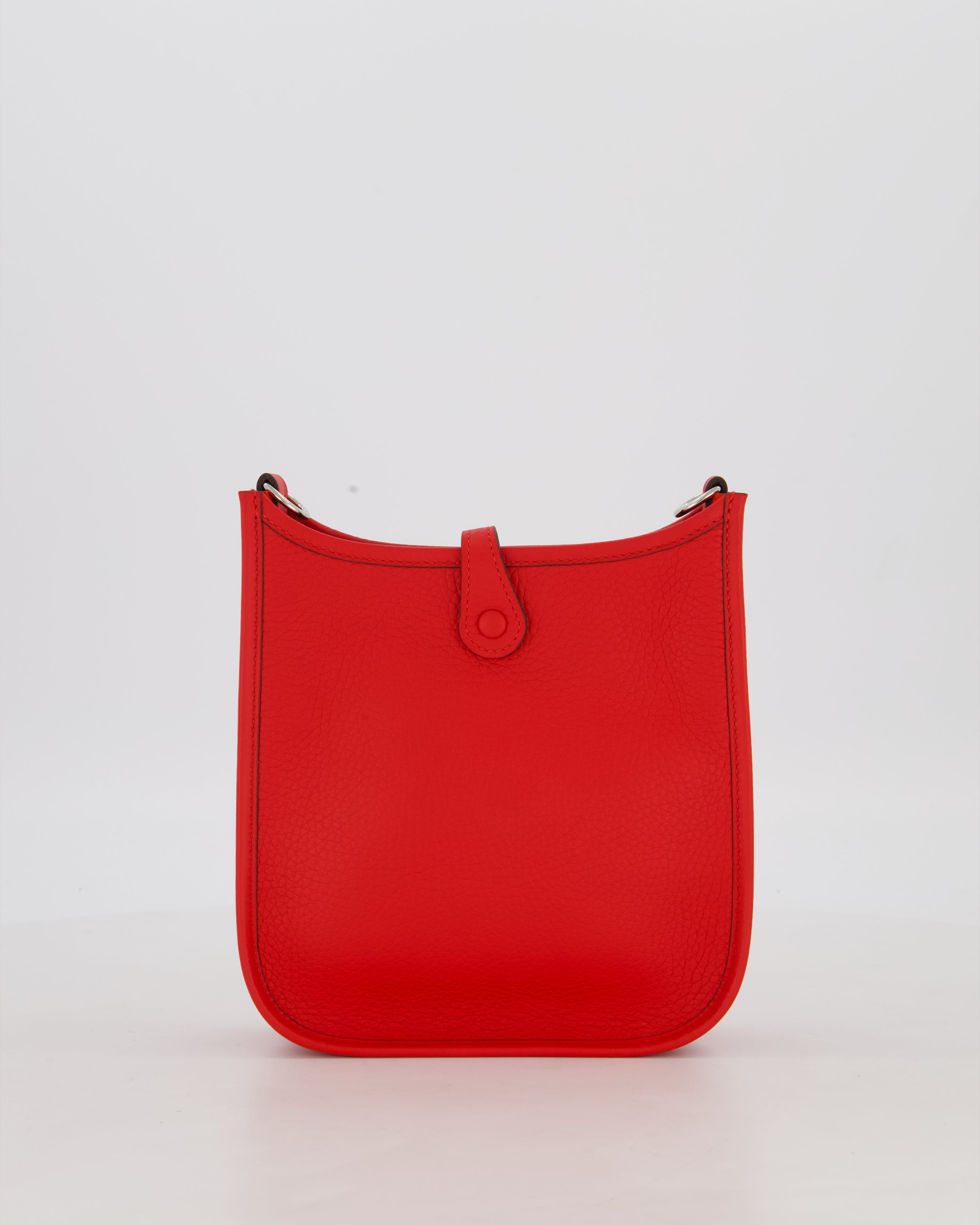 Hermès Mini Evelyne Bag in Rouge Radieux Clemence Leather with Palladium Hardware