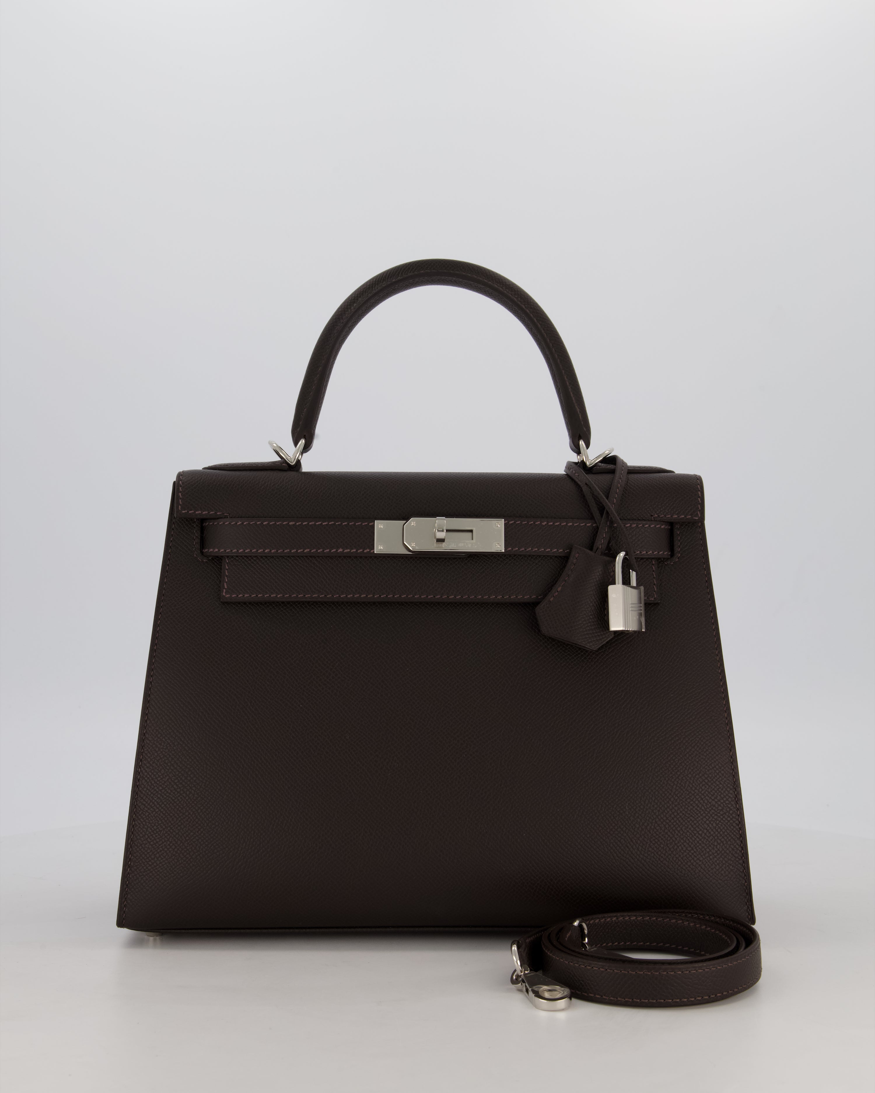 *RARE* Hermès Kelly 28 Sellier Bag in Bai Brun Epsom Leather with Palladium Hardware