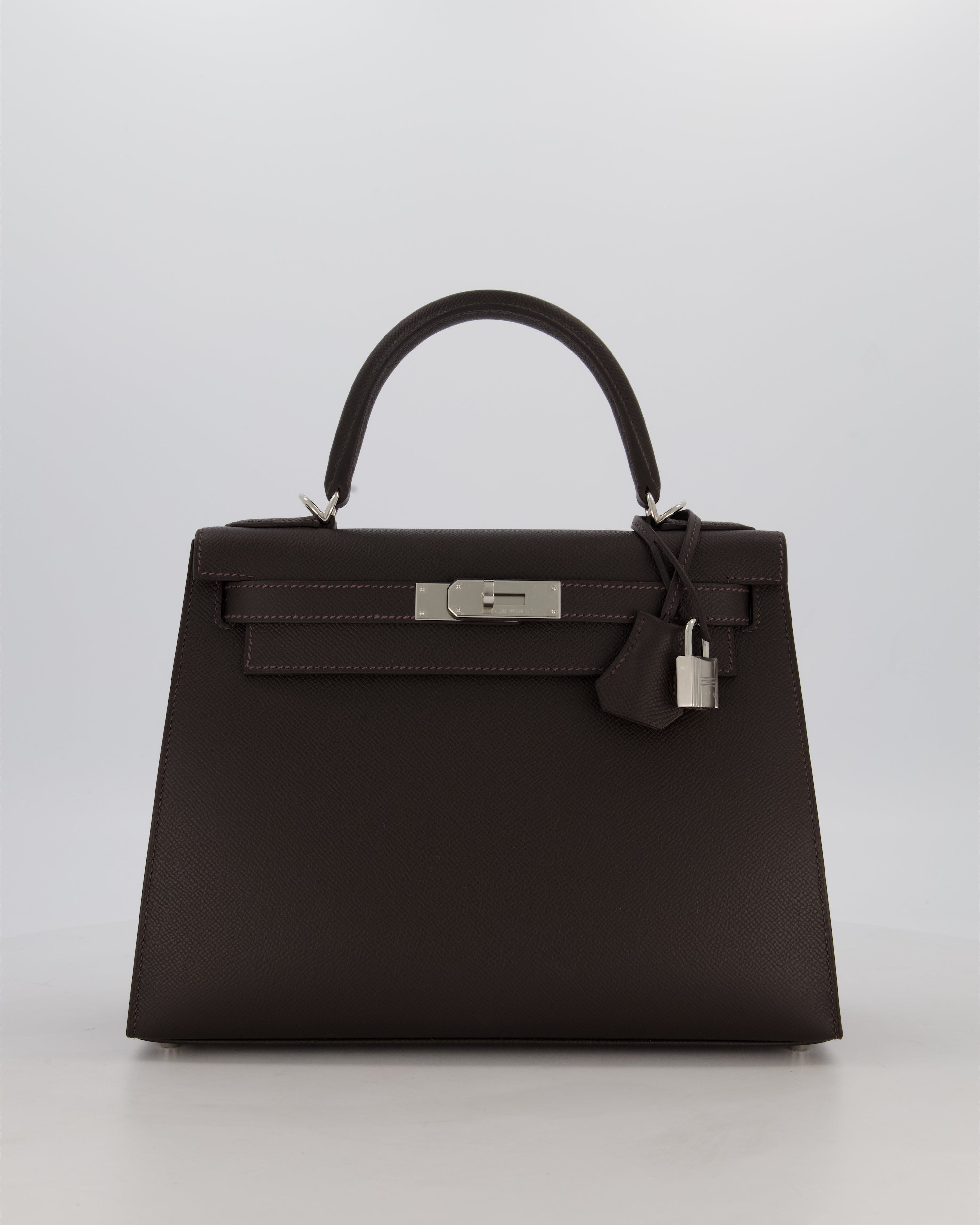 *RARE* Hermès Kelly 28 Sellier Bag in Bai Brun Epsom Leather with Palladium Hardware