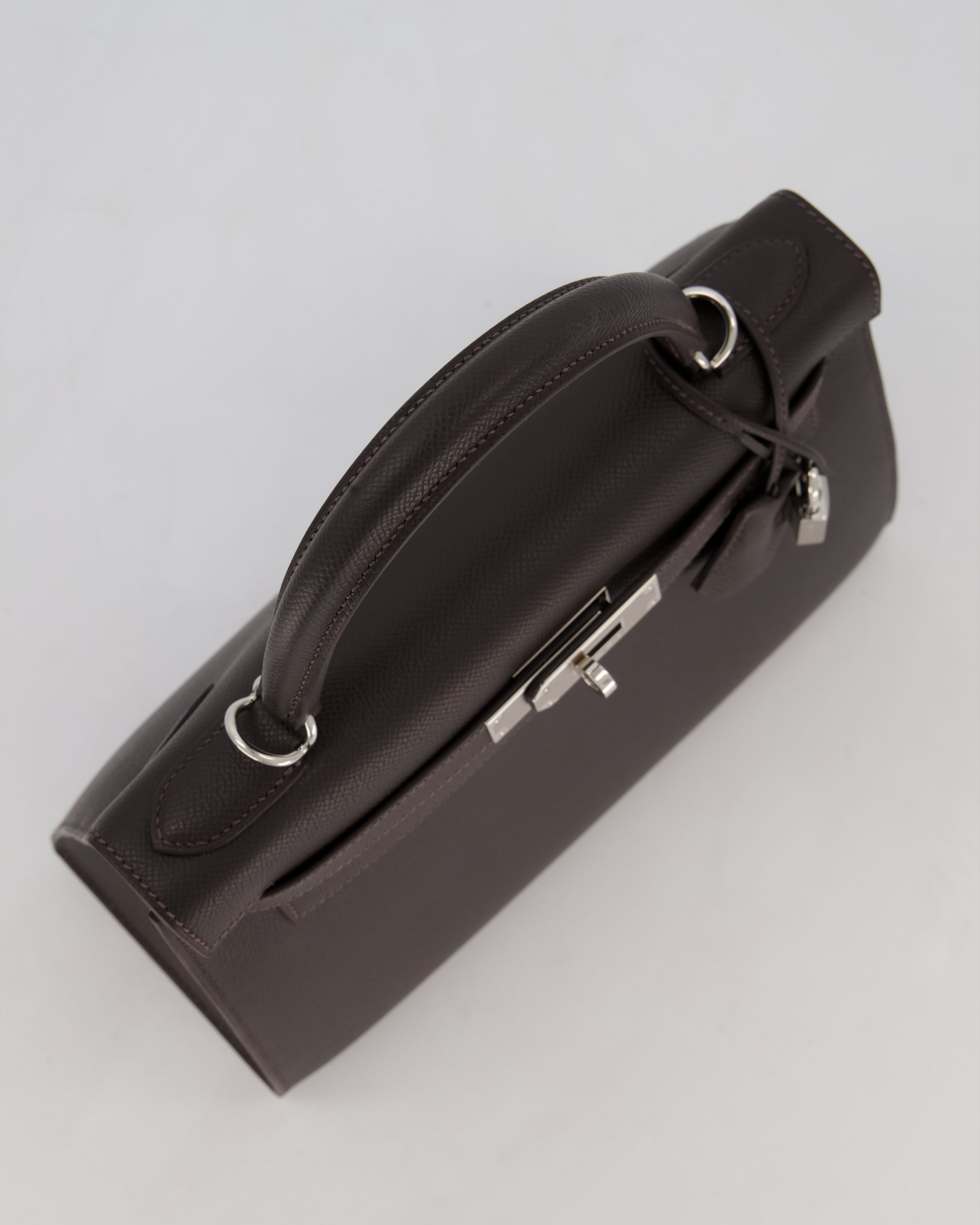 *RARE* Hermès Kelly 28 Sellier Bag in Bai Brun Epsom Leather with Palladium Hardware