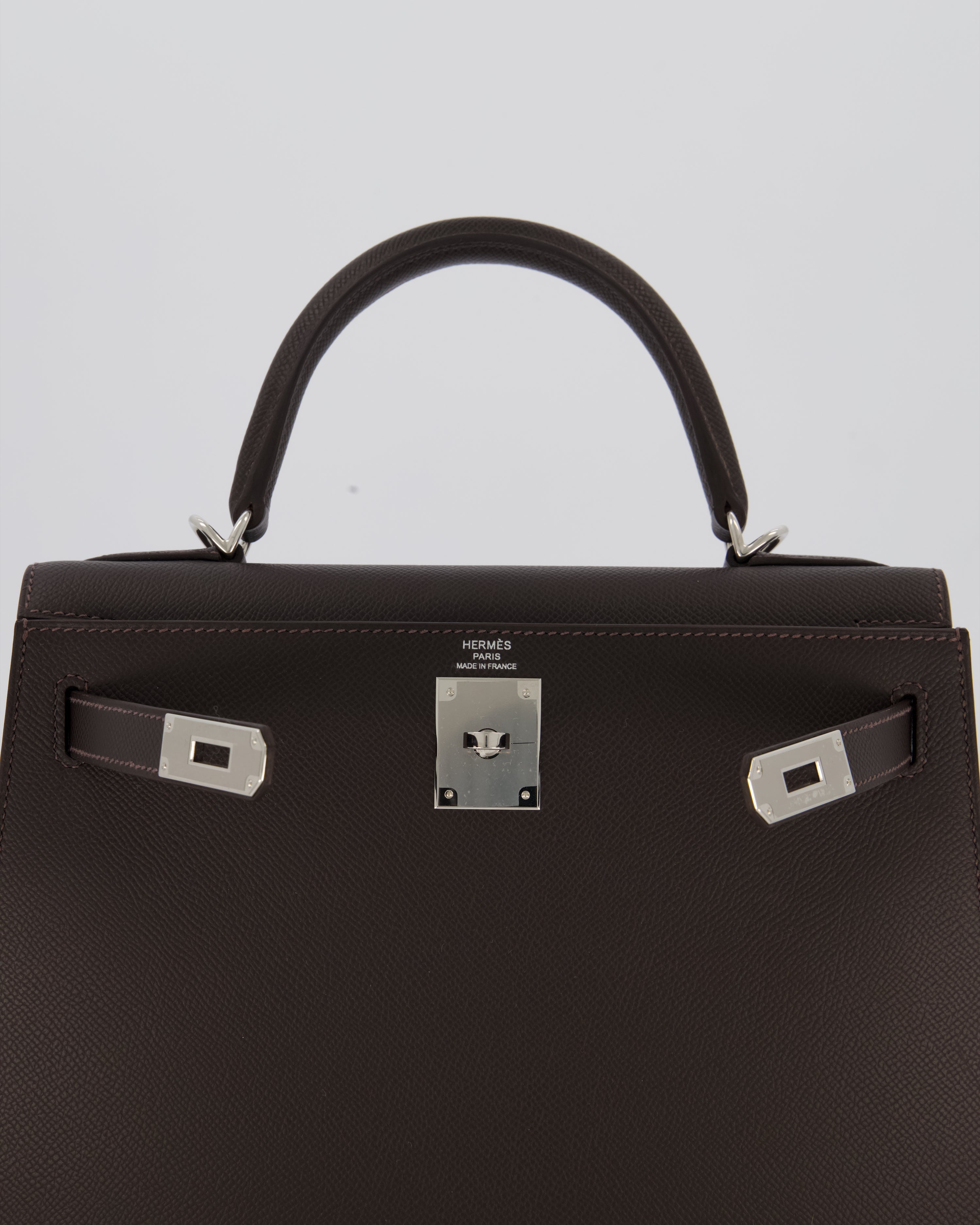 *RARE* Hermès Kelly 28 Sellier Bag in Bai Brun Epsom Leather with Palladium Hardware