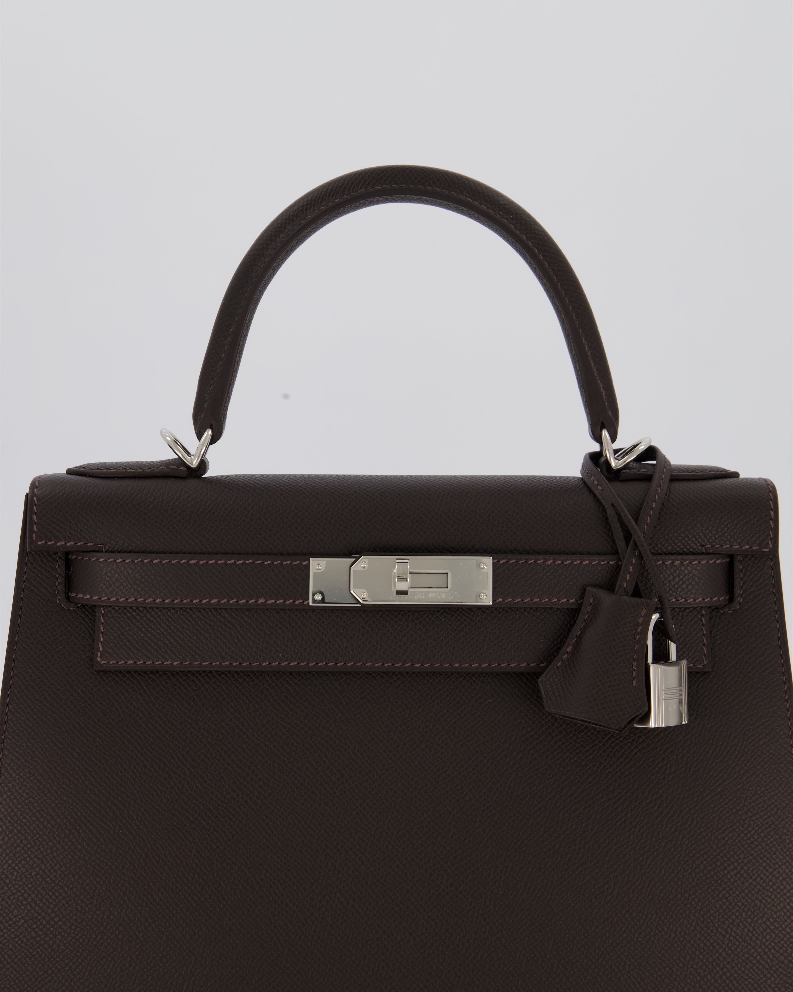 *RARE* Hermès Kelly 28 Sellier Bag in Bai Brun Epsom Leather with Palladium Hardware