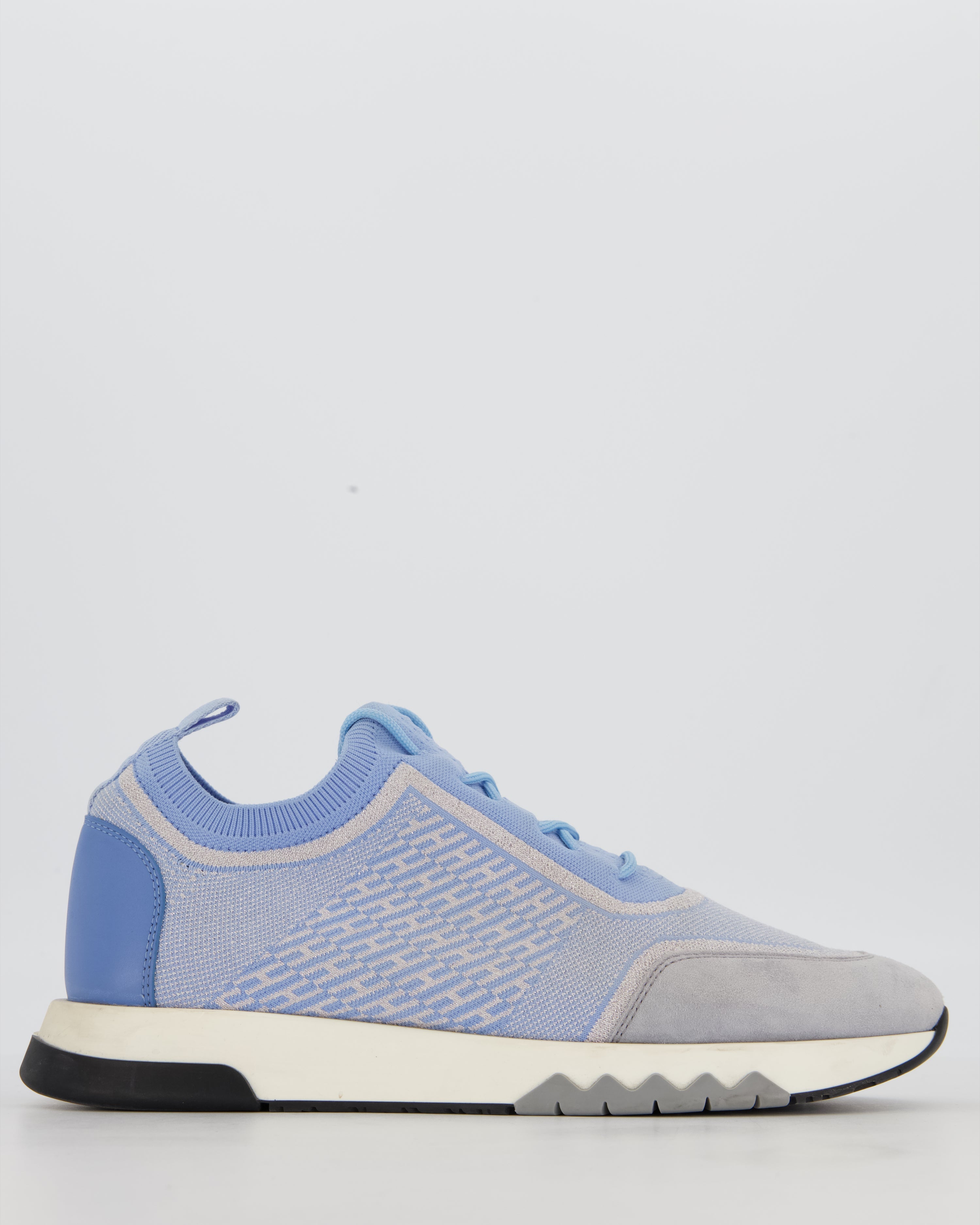 Hermès Sky Blue & White Knit Fabric Addict Trainers Size EU 39.5