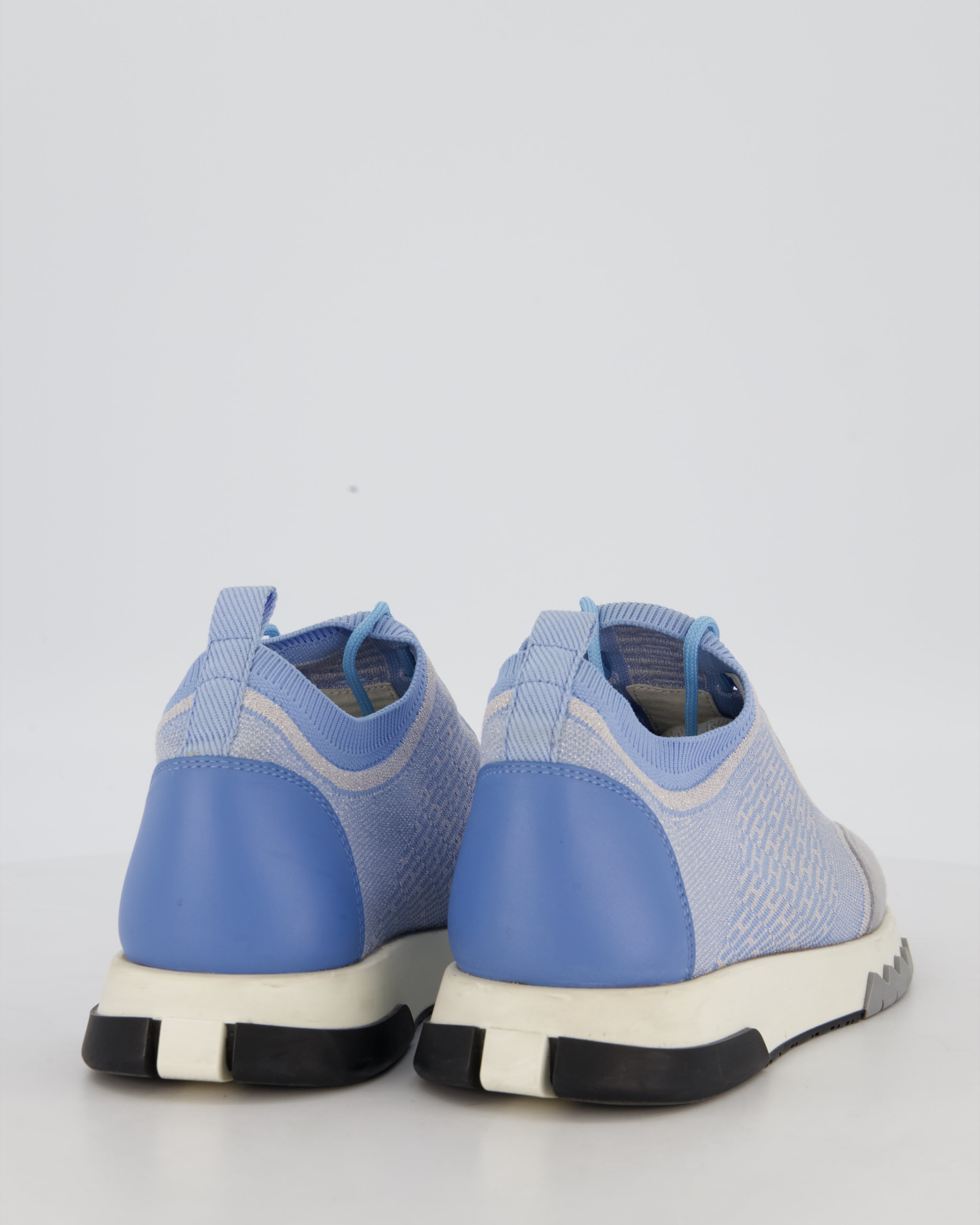 Hermès Sky Blue & White Knit Fabric Addict Trainers Size EU 39.5