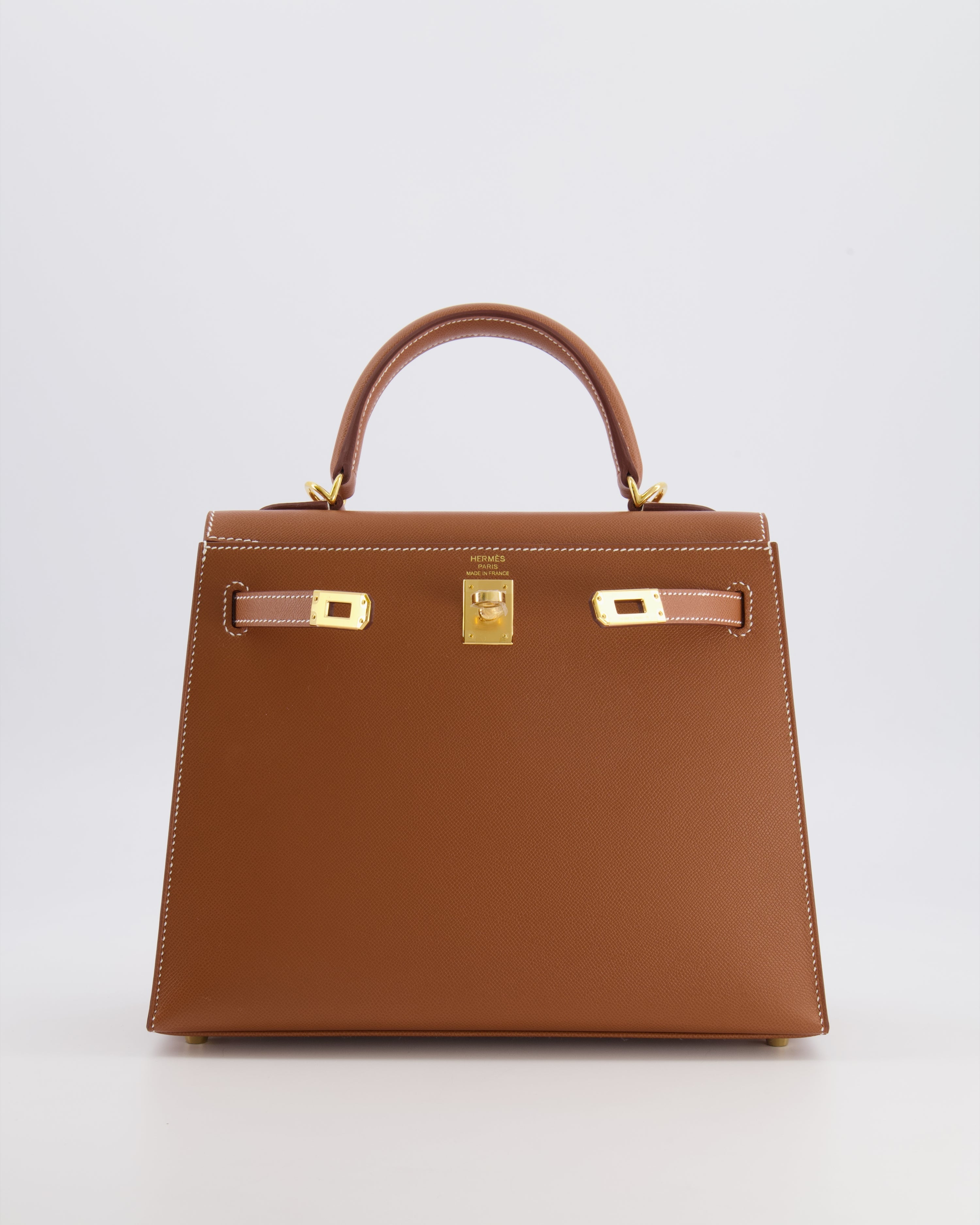 Hermès Kelly 25 II Sellier Bag in Gold Madame Leather with Gold Hardware