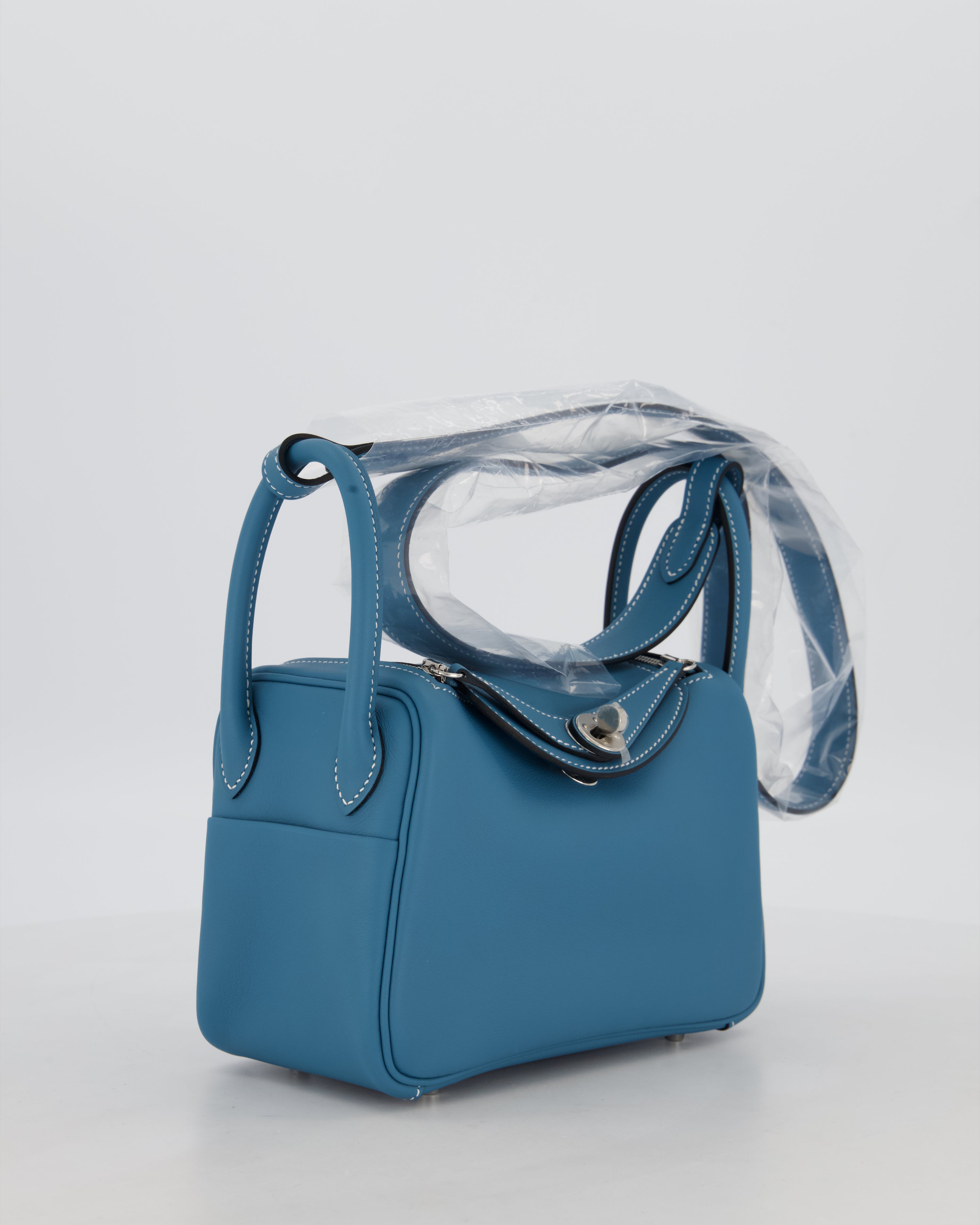 Hermès Mini Lindy Bag in Bleu Jean Swift Leather with Palladium Hardware