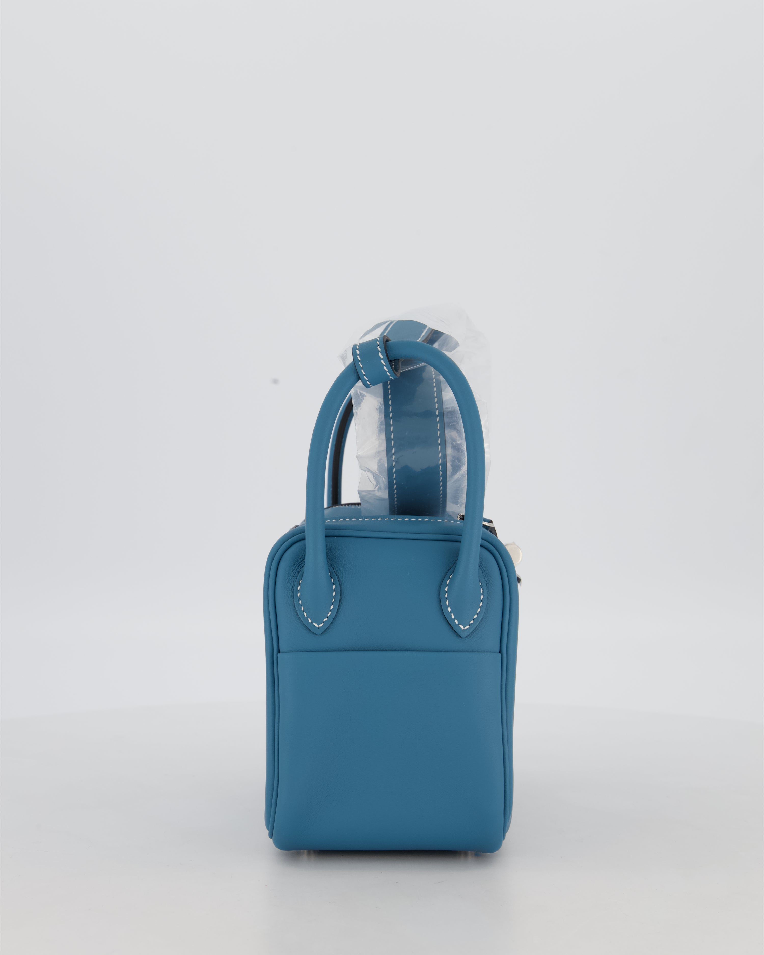 Hermès Mini Lindy Bag in Bleu Jean Swift Leather with Palladium Hardware