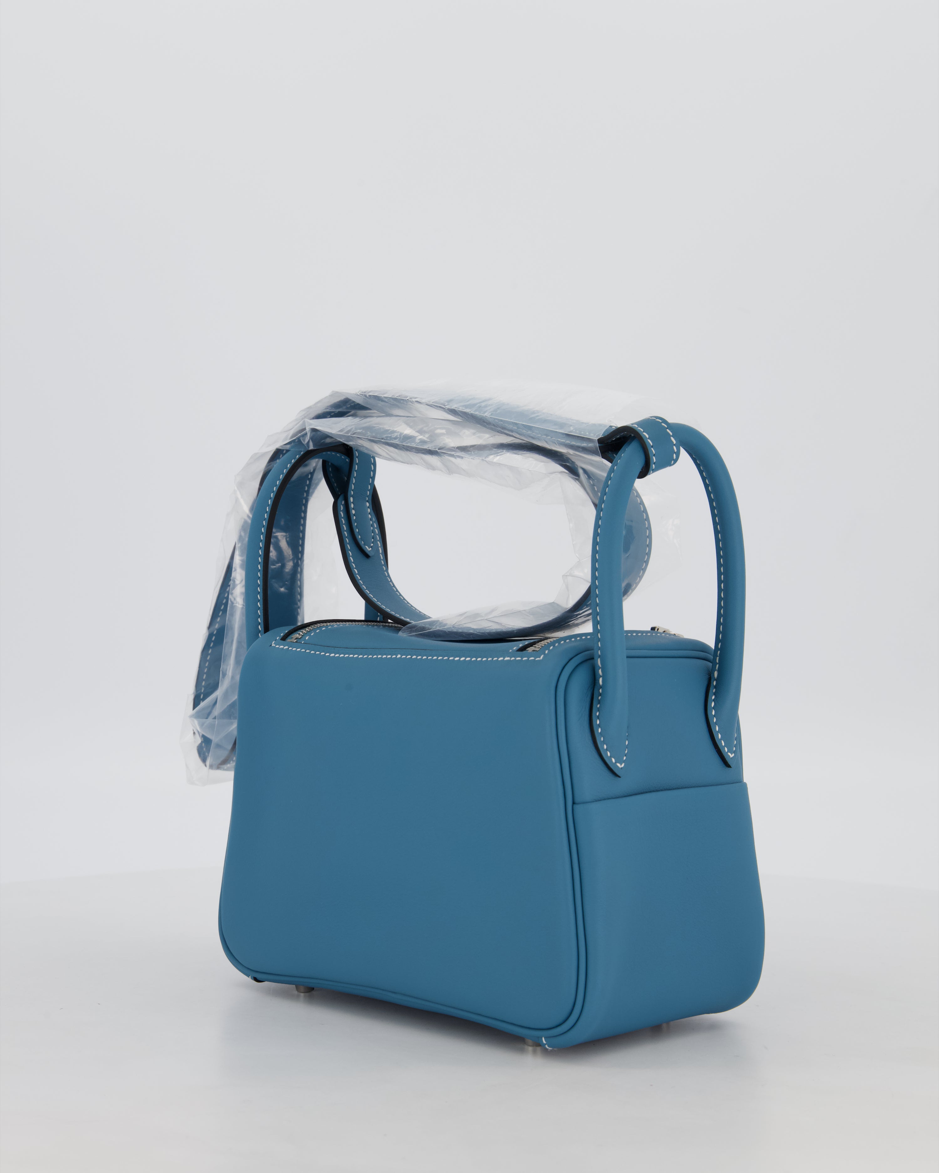 Hermès Mini Lindy Bag in Bleu Jean Swift Leather with Palladium Hardware