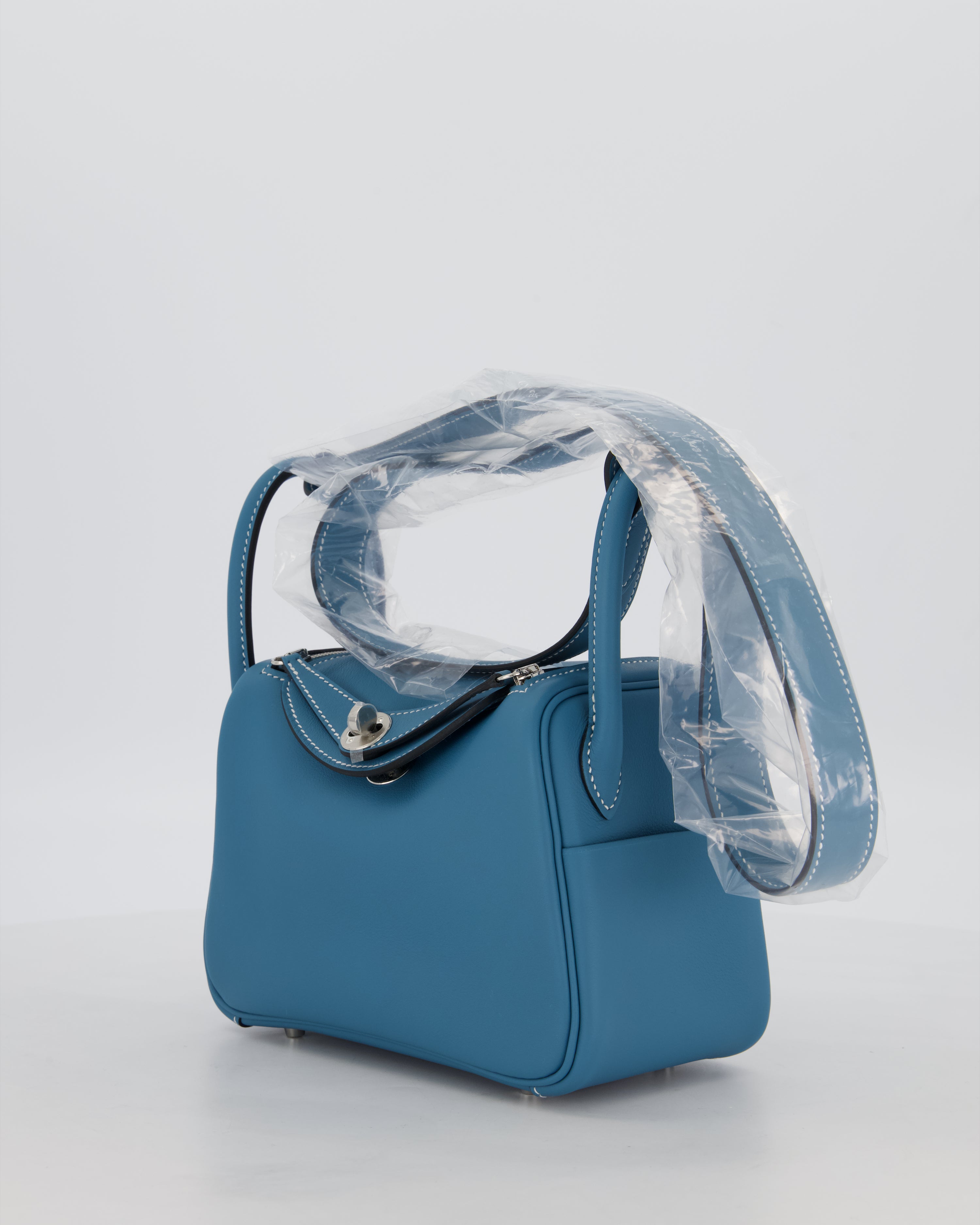 Hermès Mini Lindy Bag in Bleu Jean Swift Leather with Palladium Hardware