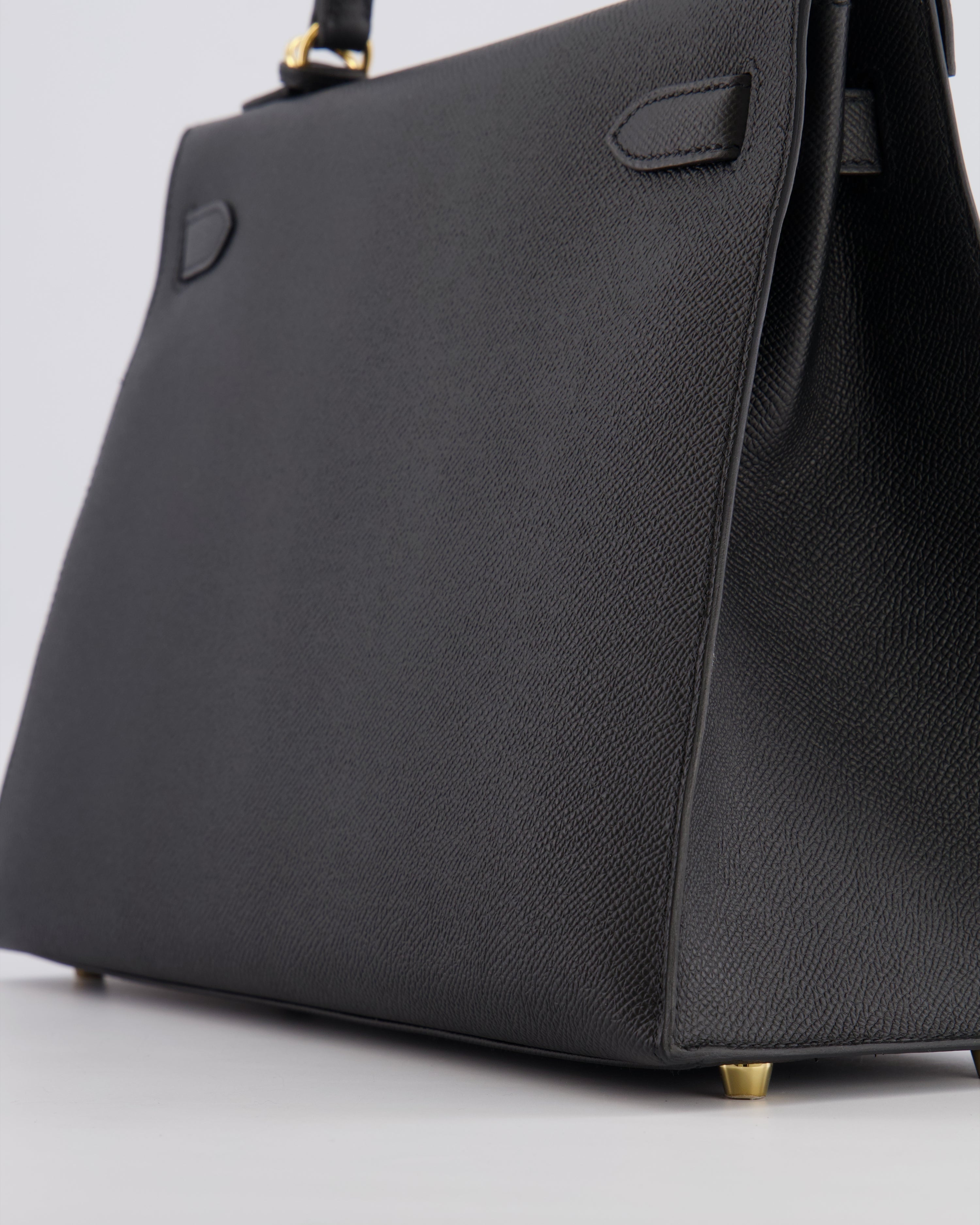Hermès Kelly 32 Sellier Bag in Noir Epsom Leather with Gold Hardware