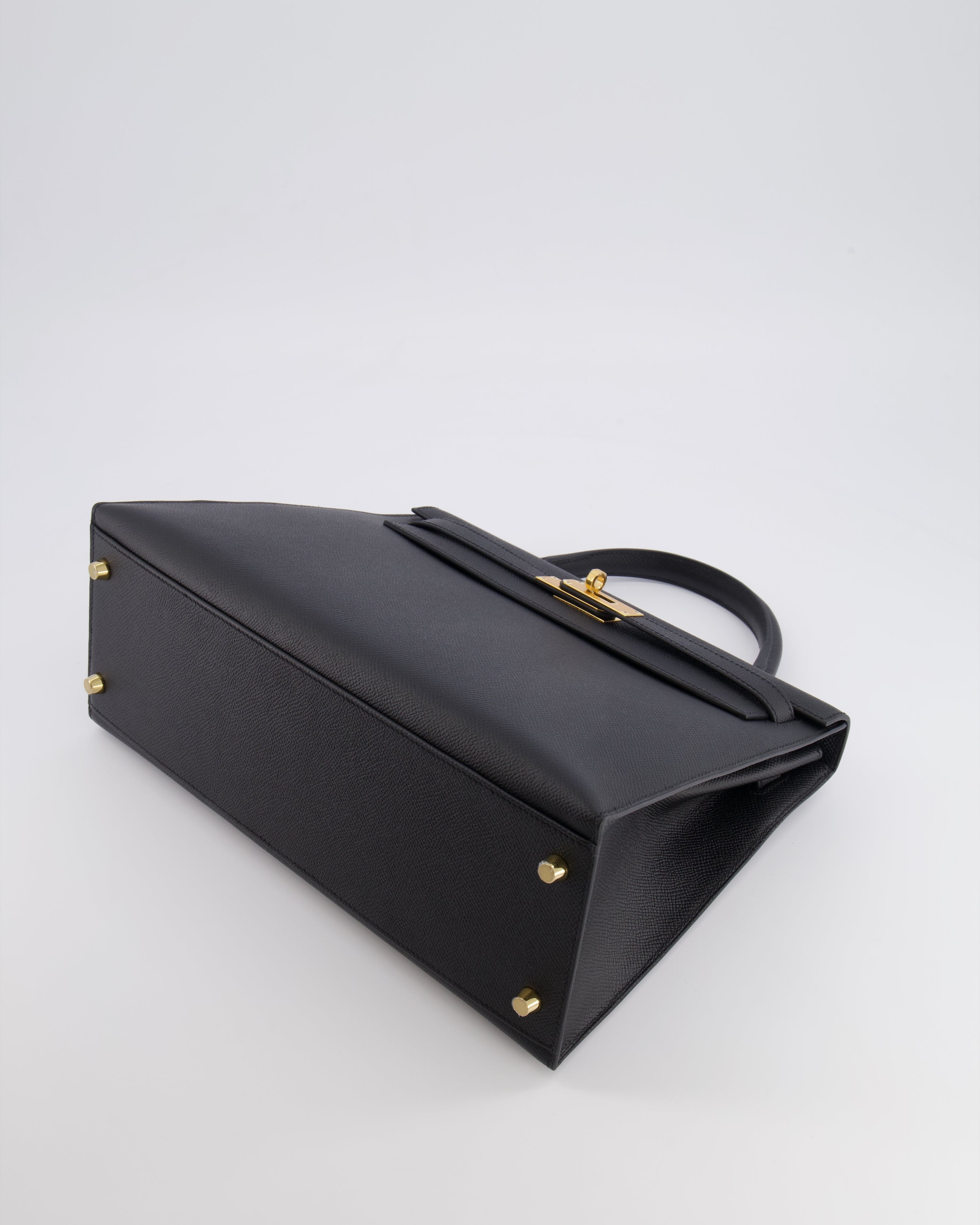 Hermès Kelly 32 Sellier Bag in Noir Epsom Leather with Gold Hardware