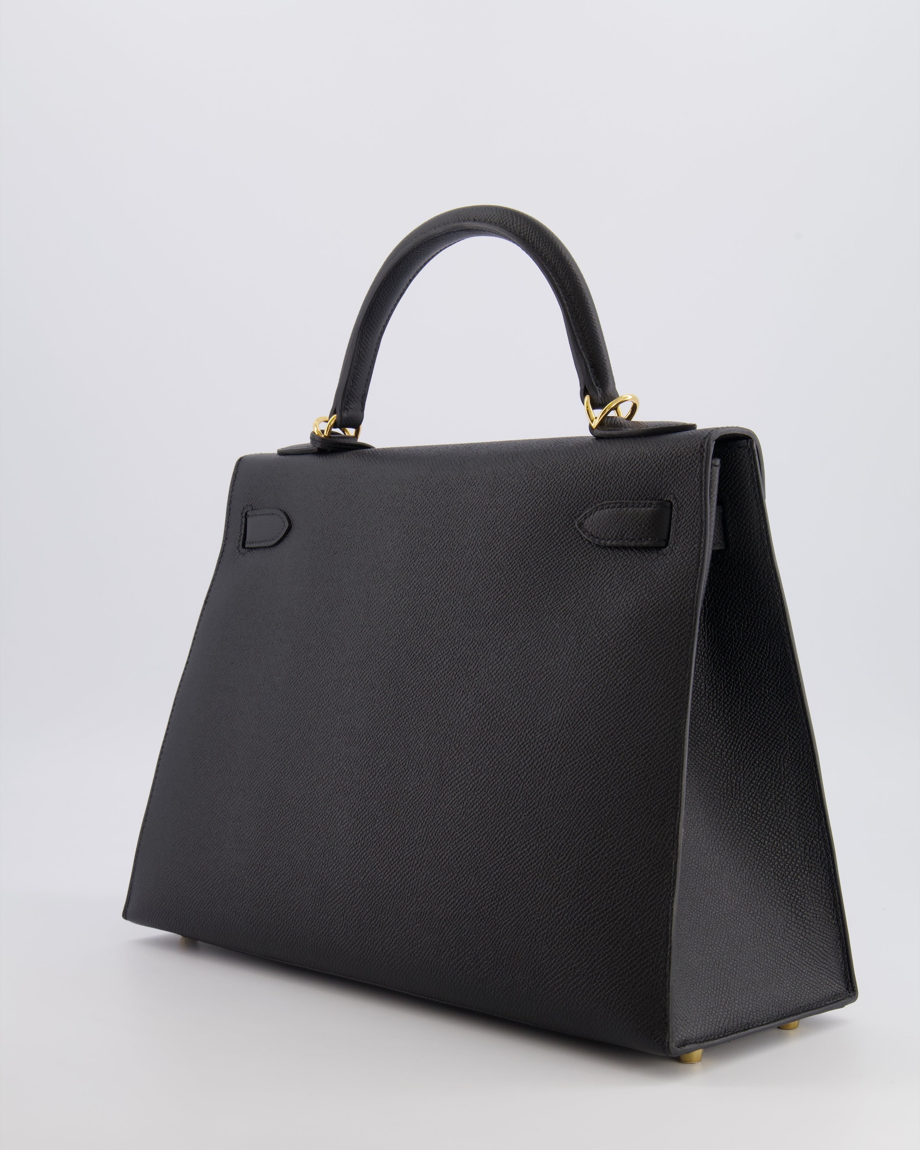 Hermès Kelly 32 Sellier Bag in Noir Epsom Leather with Gold Hardware