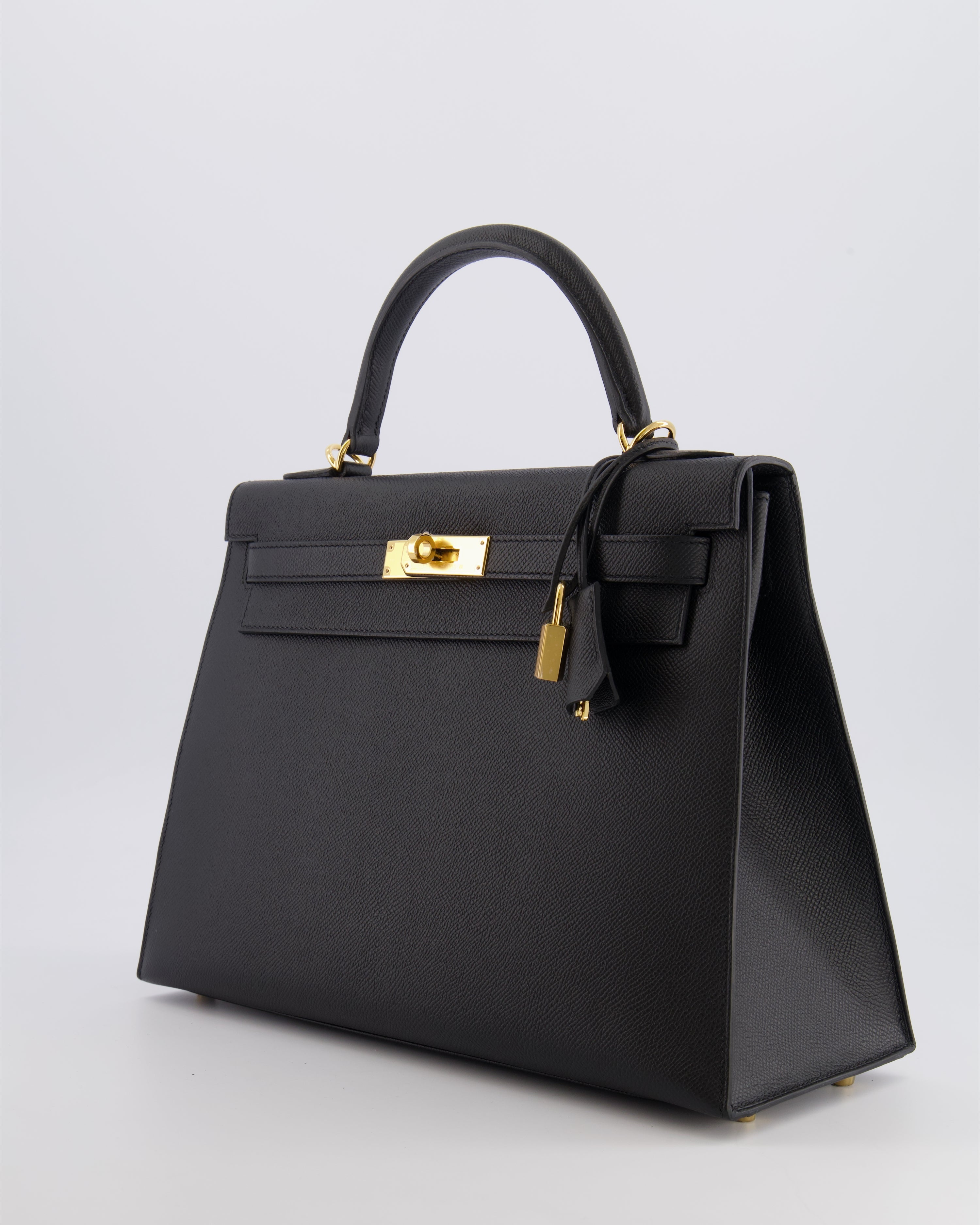 Hermès Kelly 32 Sellier Bag in Noir Epsom Leather with Gold Hardware