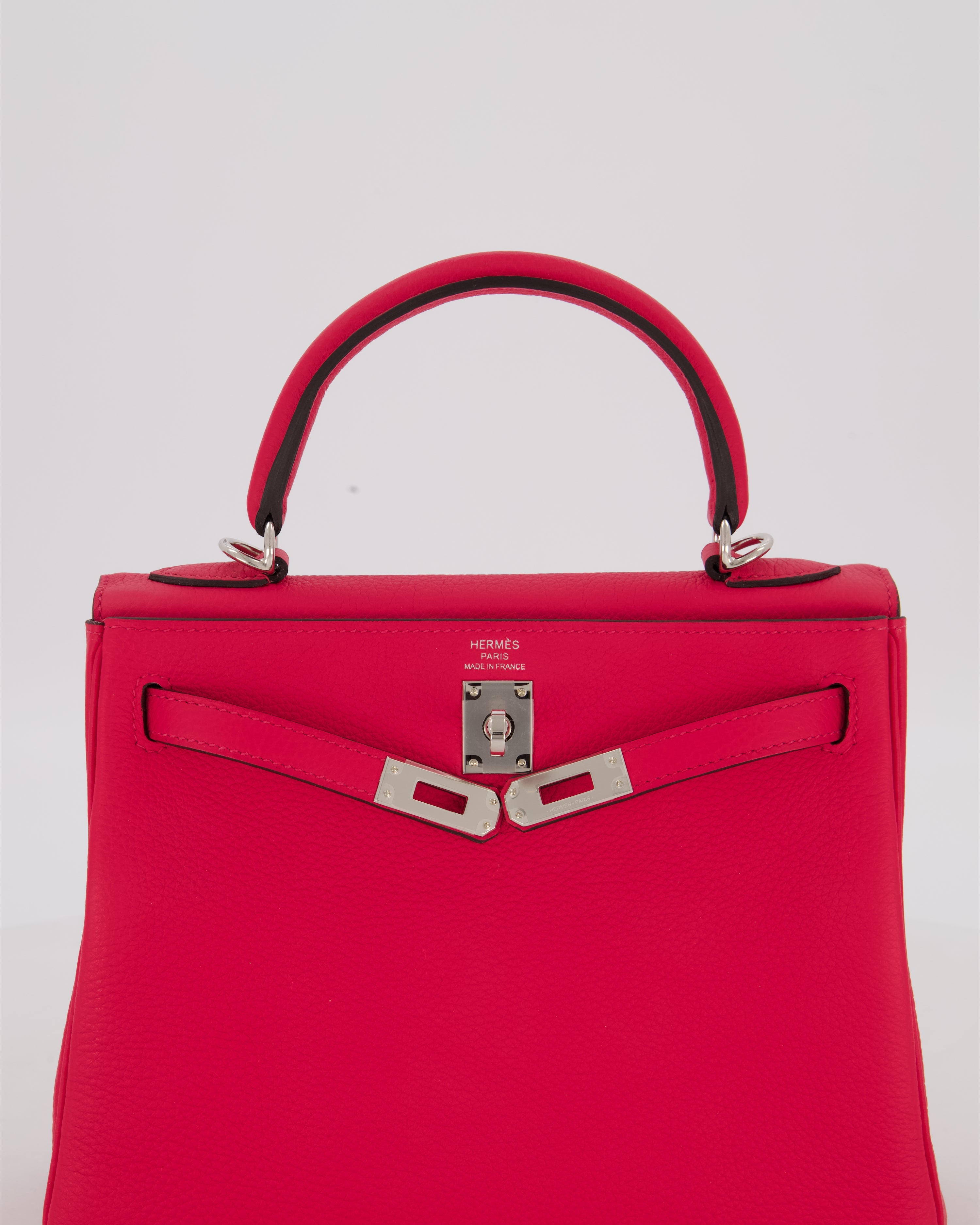 *RARE* Hermès Kelly Retourne Bag in Rose Mexico Togo Leather with Palladium Hardware