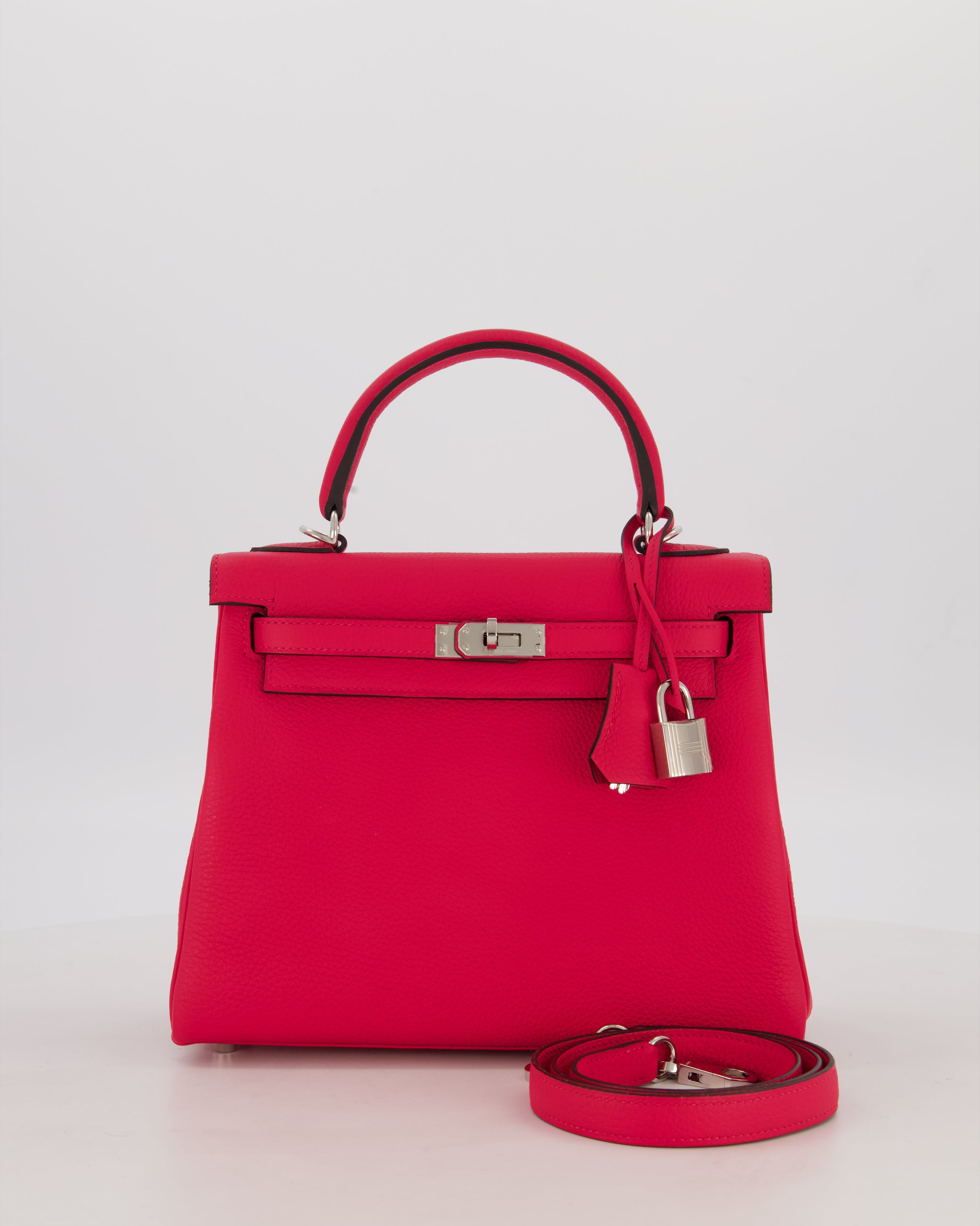*RARE* Hermès Kelly Retourne Bag in Rose Mexico Togo Leather with Palladium Hardware