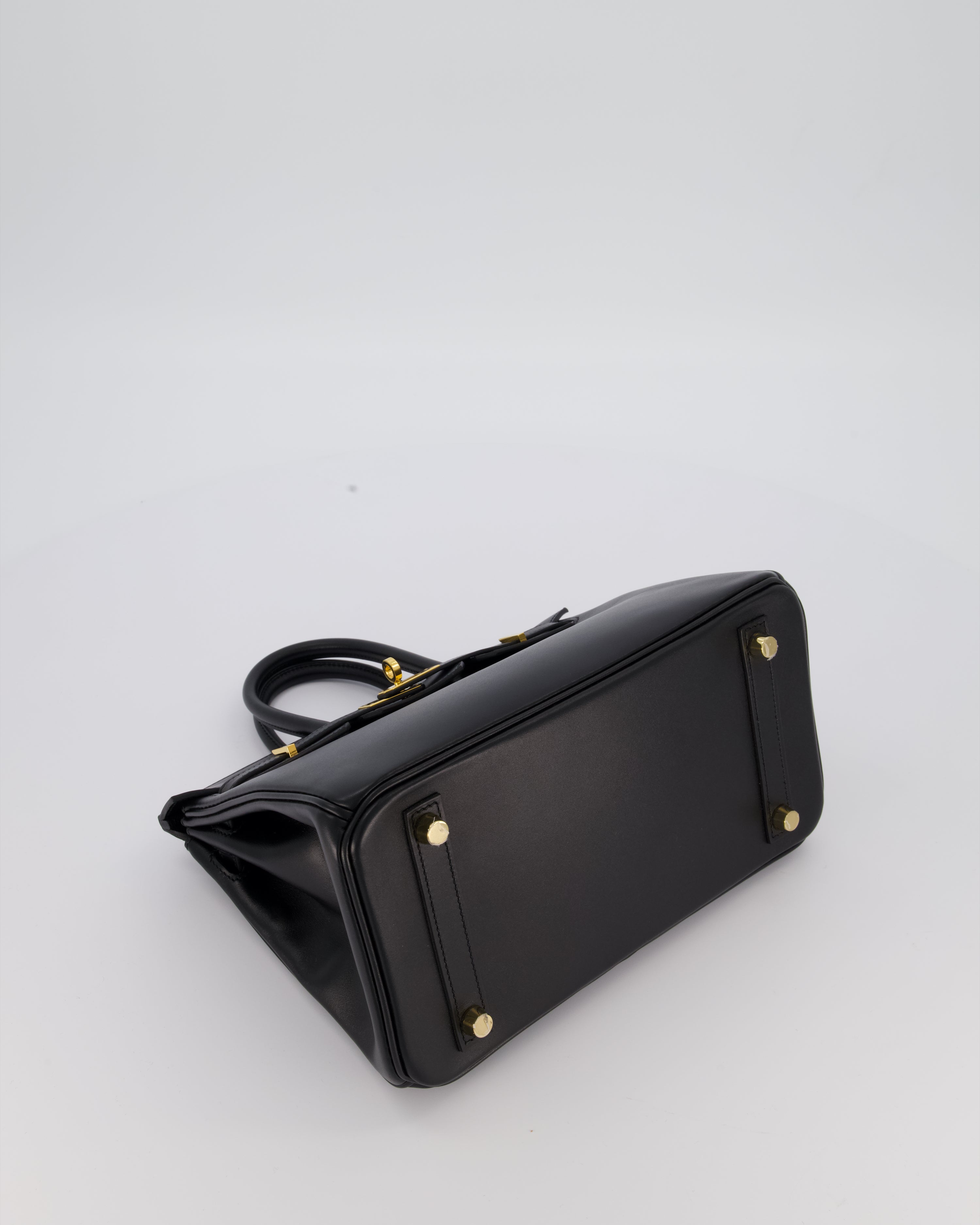 *RARE* Hermès Birkin 25 Retourne Bag in Noir Tadelakt Leather with Gold Hardware