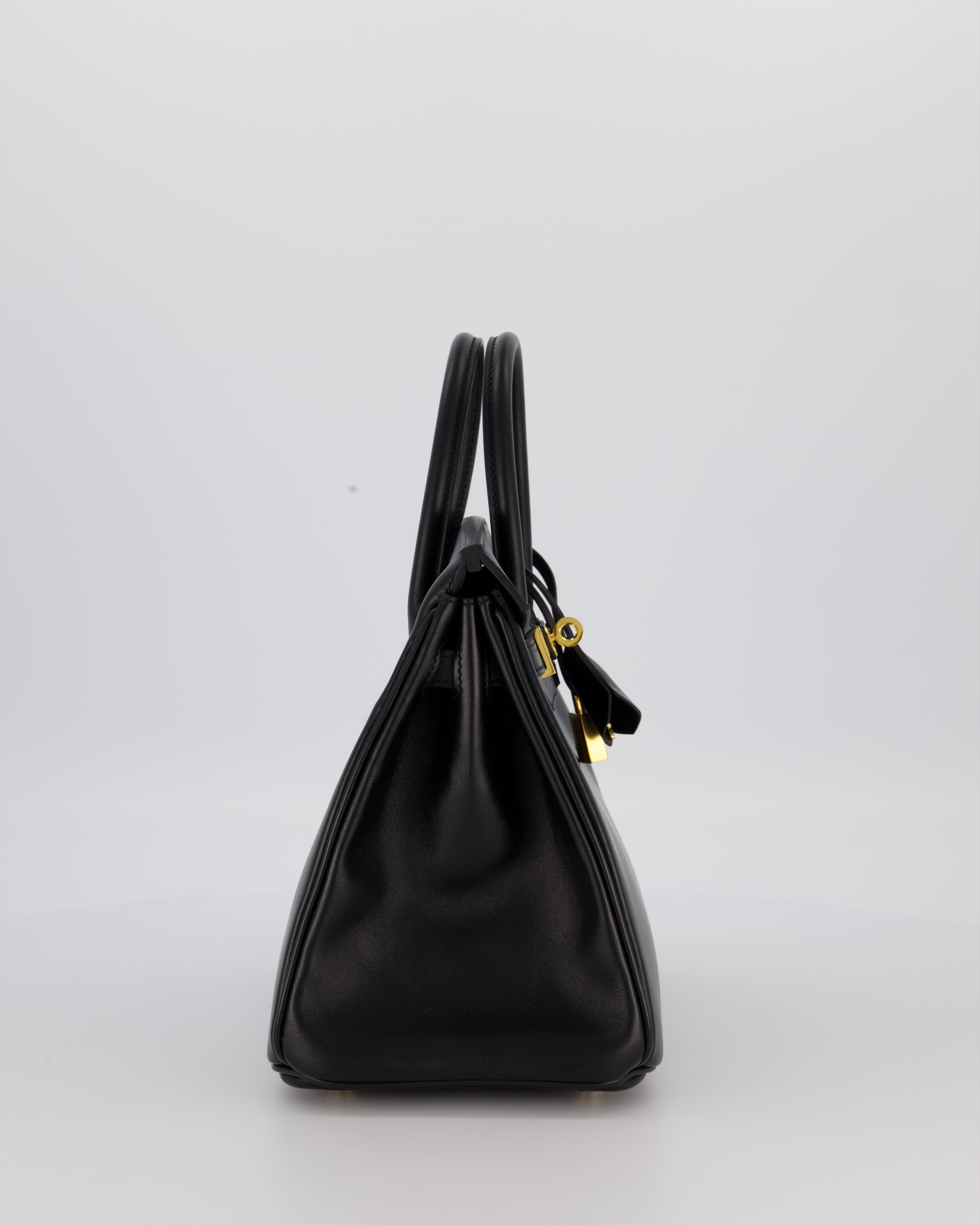 *RARE* Hermès Birkin 25 Retourne Bag in Noir Tadelakt Leather with Gold Hardware
