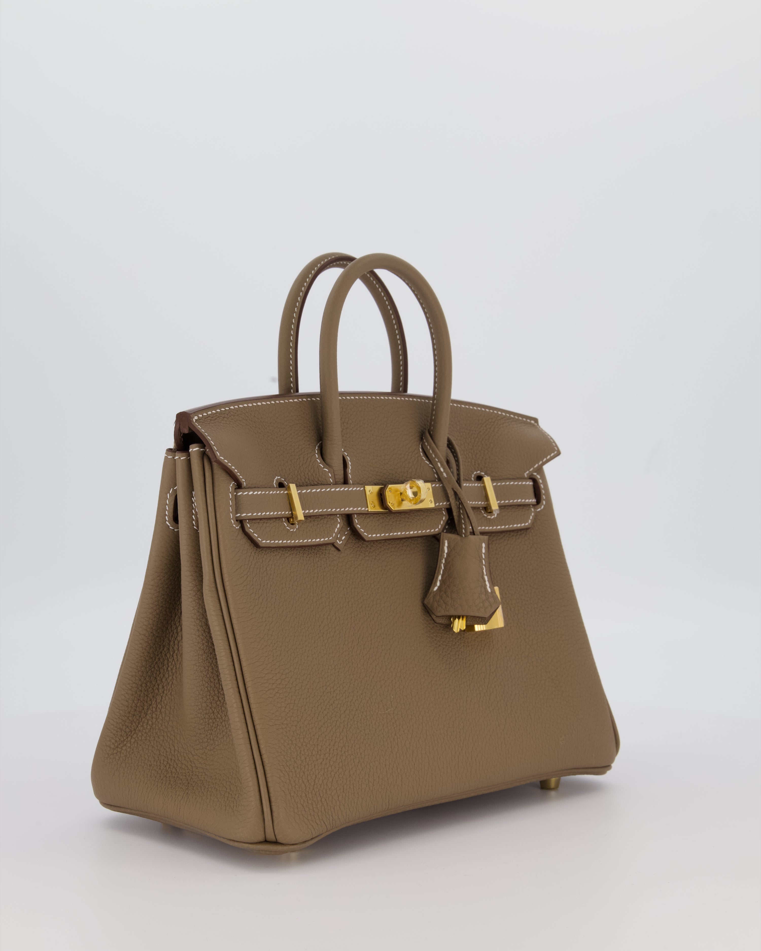 Hermès Birkin 25 Retourne Bag in Etoupe Togo Leather with Gold Hardware