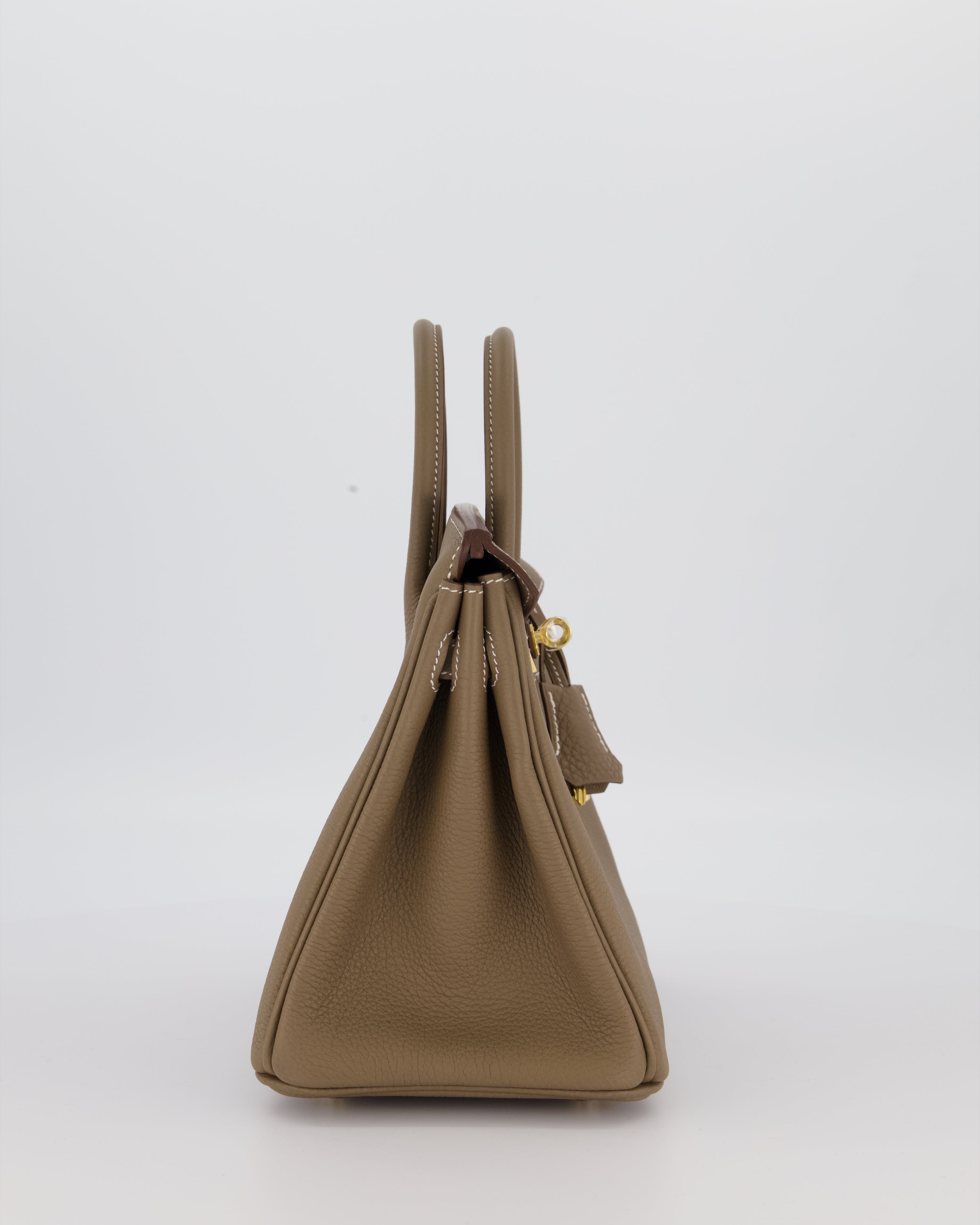 Hermès Birkin 25 Retourne Bag in Etoupe Togo Leather with Gold Hardware