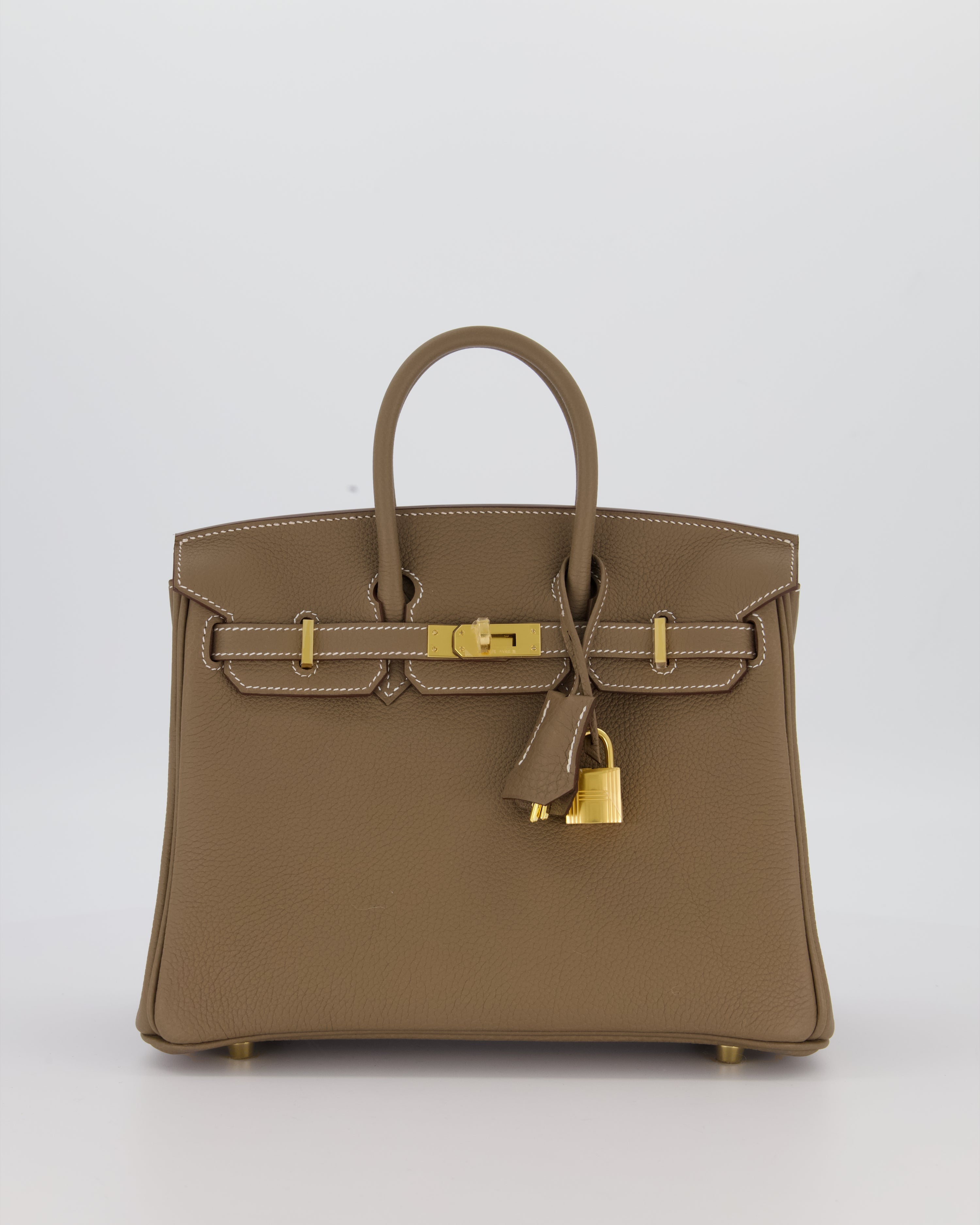 Hermès Birkin 25 Retourne Bag in Etoupe Togo Leather with Gold Hardware