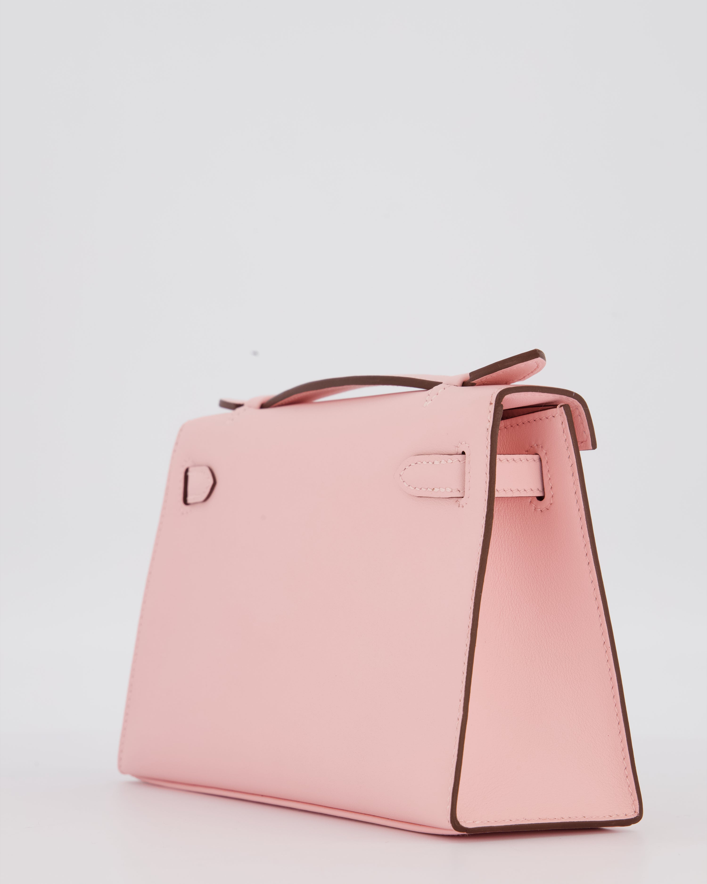 *HOT COLOUR* Hermès Mini Kelly Pochette Bag in Rose Sakura Swift Leather with Palladium Hardware