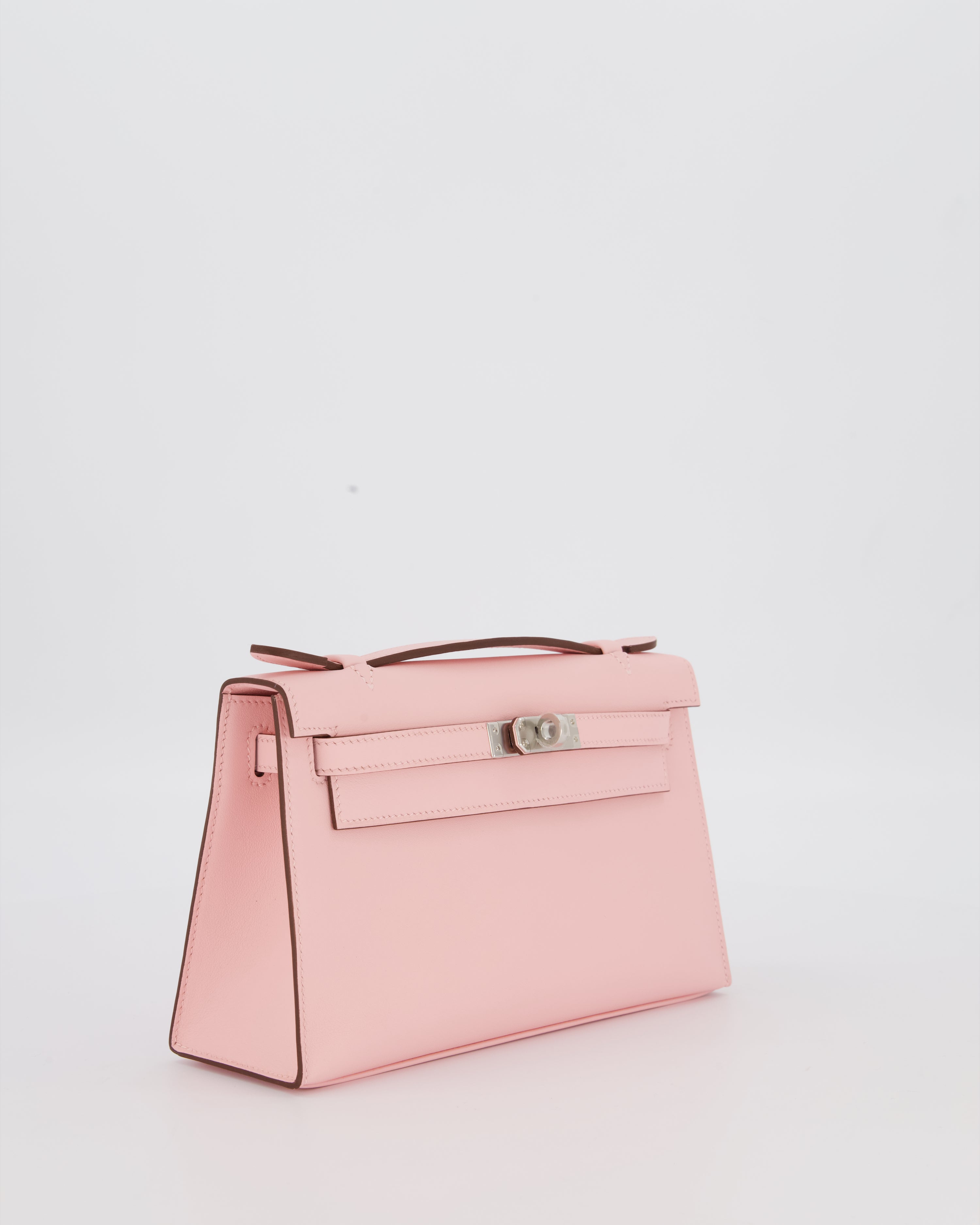 *HOT COLOUR* Hermès Mini Kelly Pochette Bag in Rose Sakura Swift Leather with Palladium Hardware
