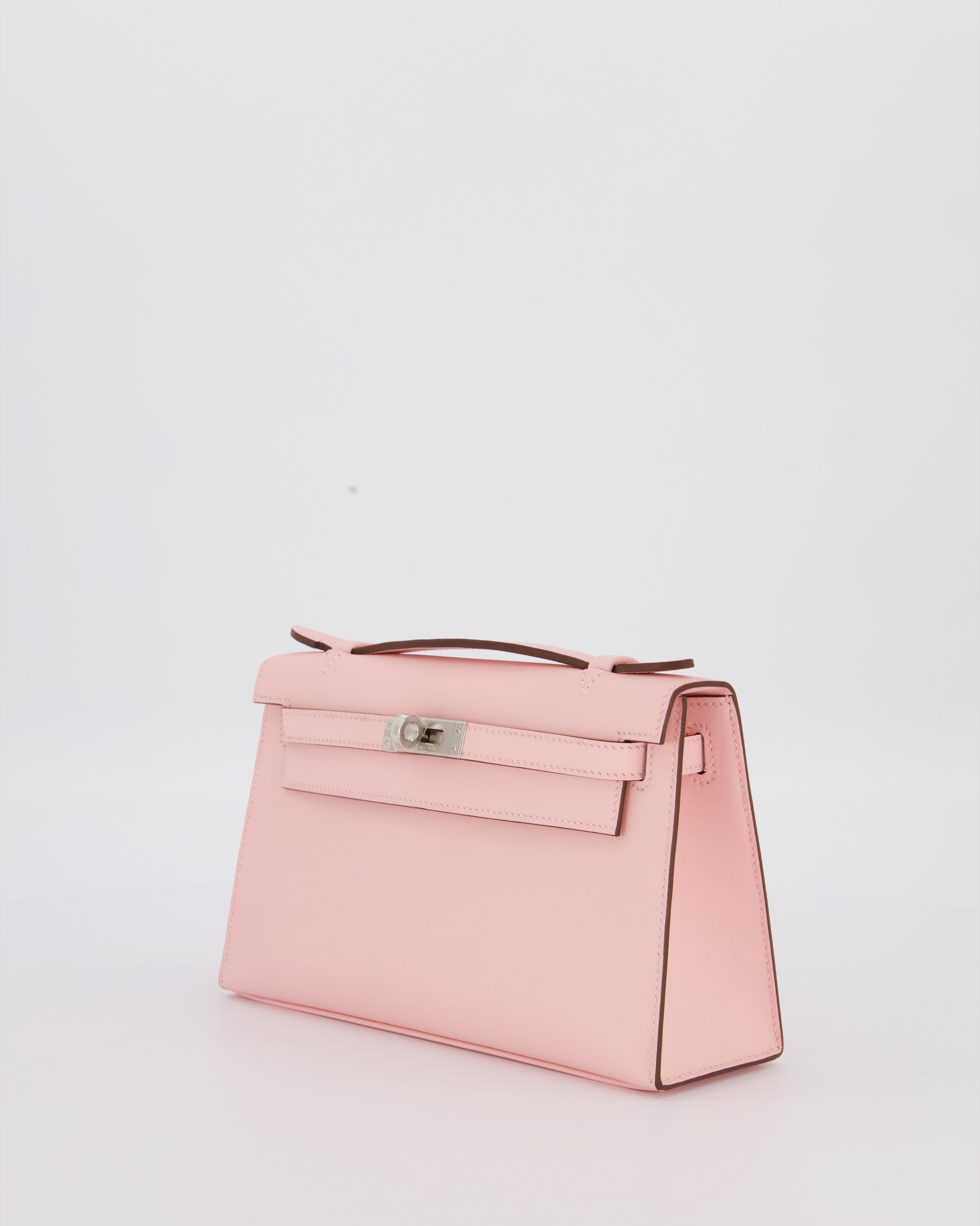 *HOT COLOUR* Hermès Mini Kelly Pochette Bag in Rose Sakura Swift Leather with Palladium Hardware
