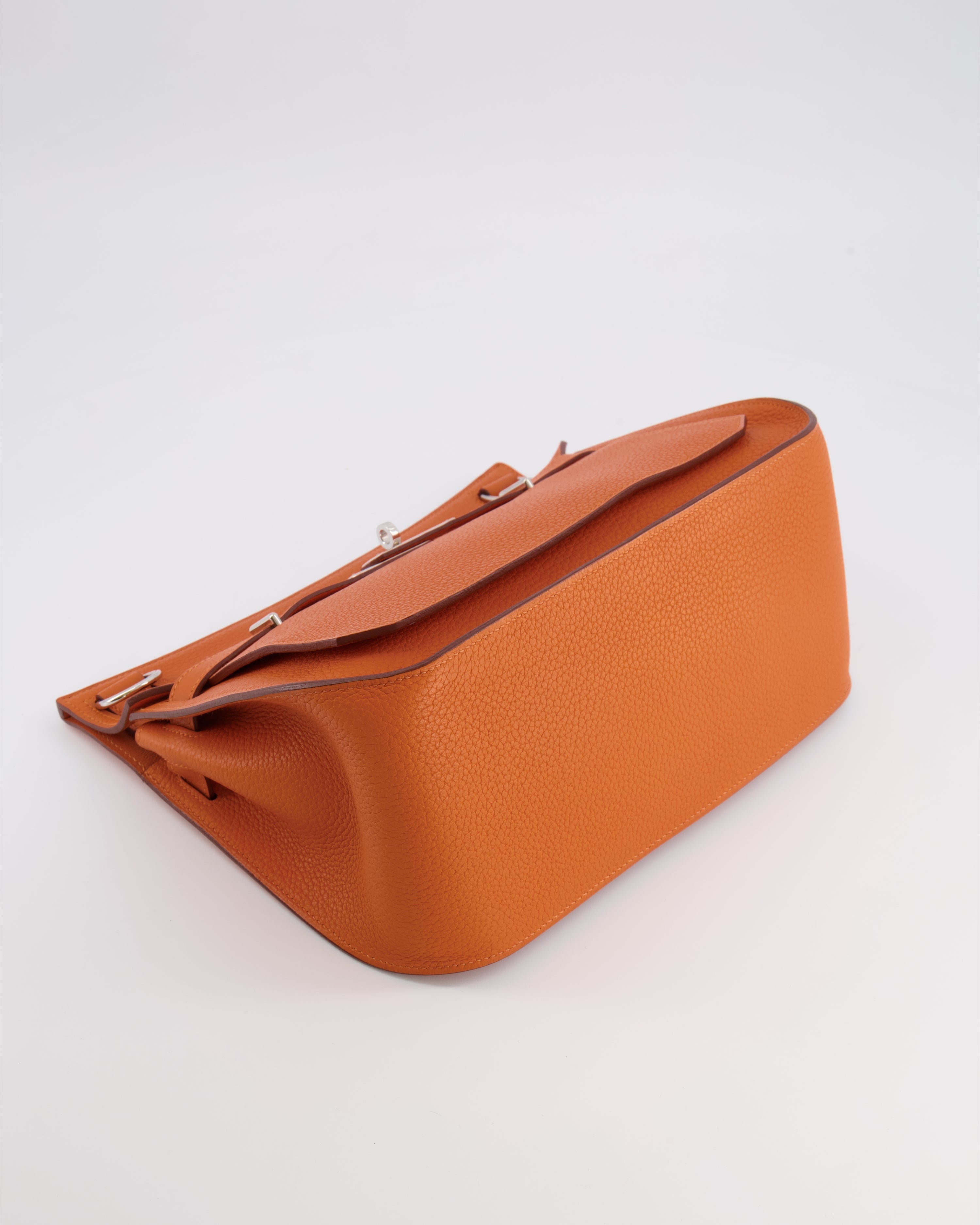 Hermès Jypsiere 28 Bag in Orange Clemence Leather with Palladium Hardware