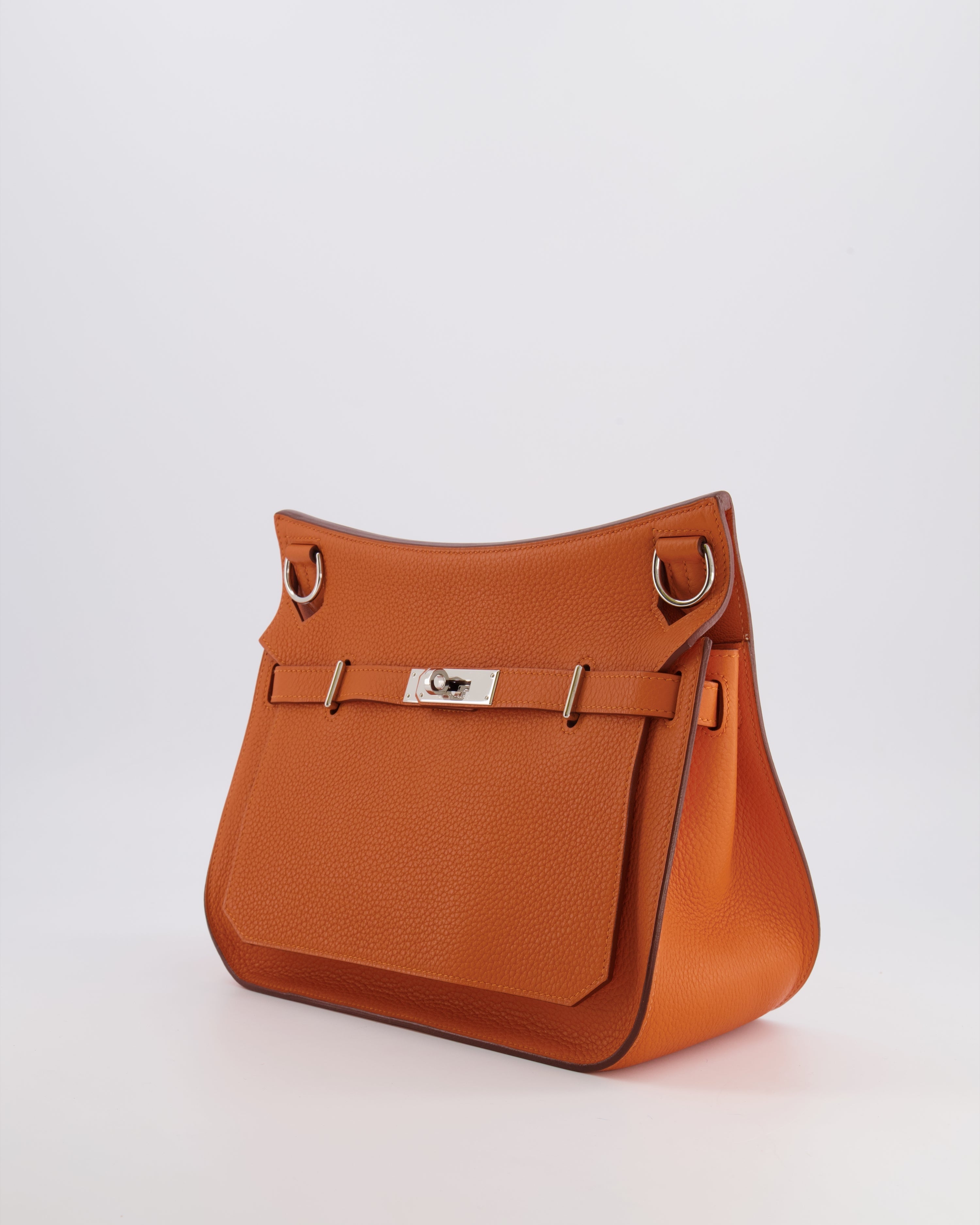 Hermès Jypsiere 28 Bag in Orange Clemence Leather with Palladium Hardware