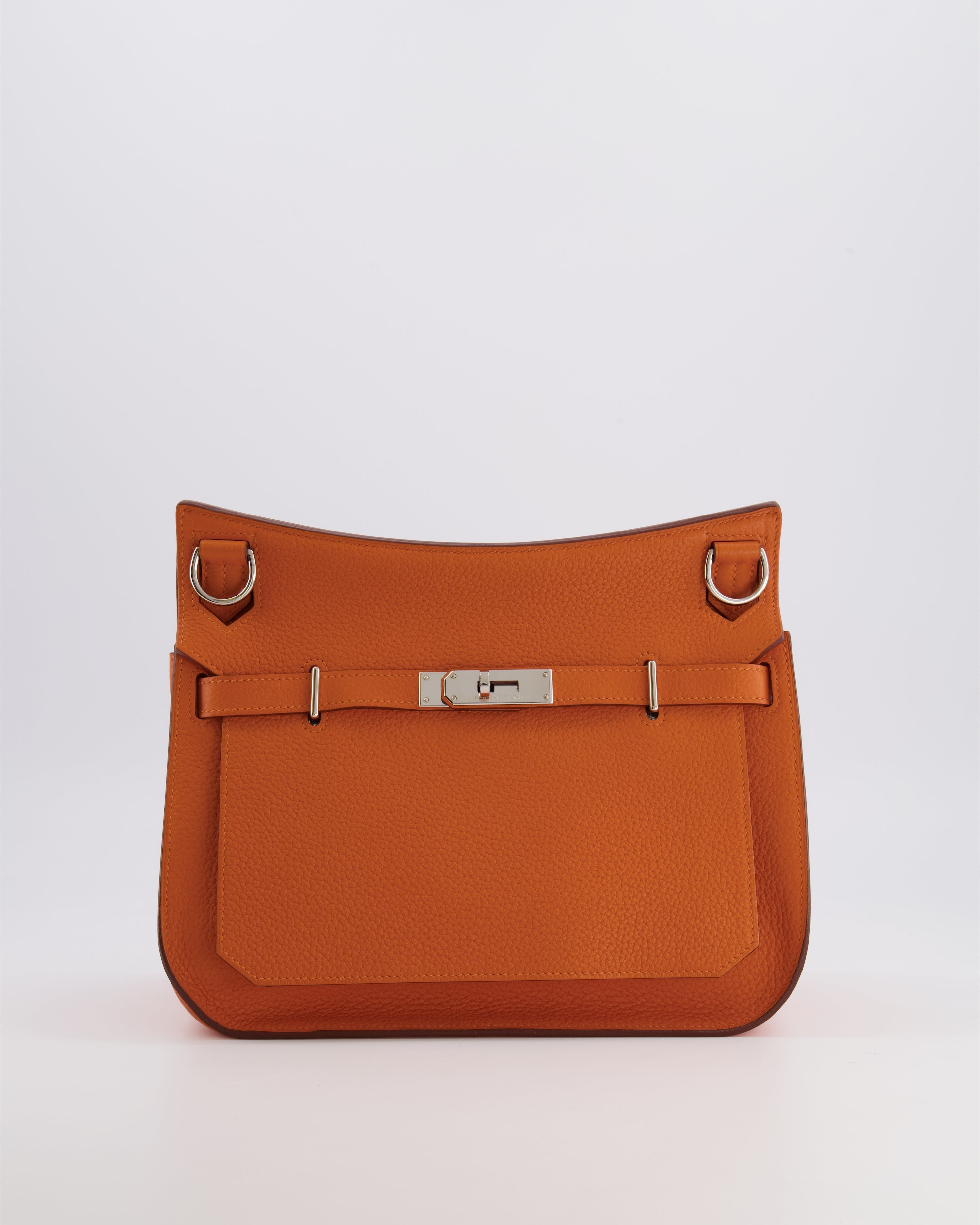 Hermès Jypsiere 28 Bag in Orange Clemence Leather with Palladium Hardware