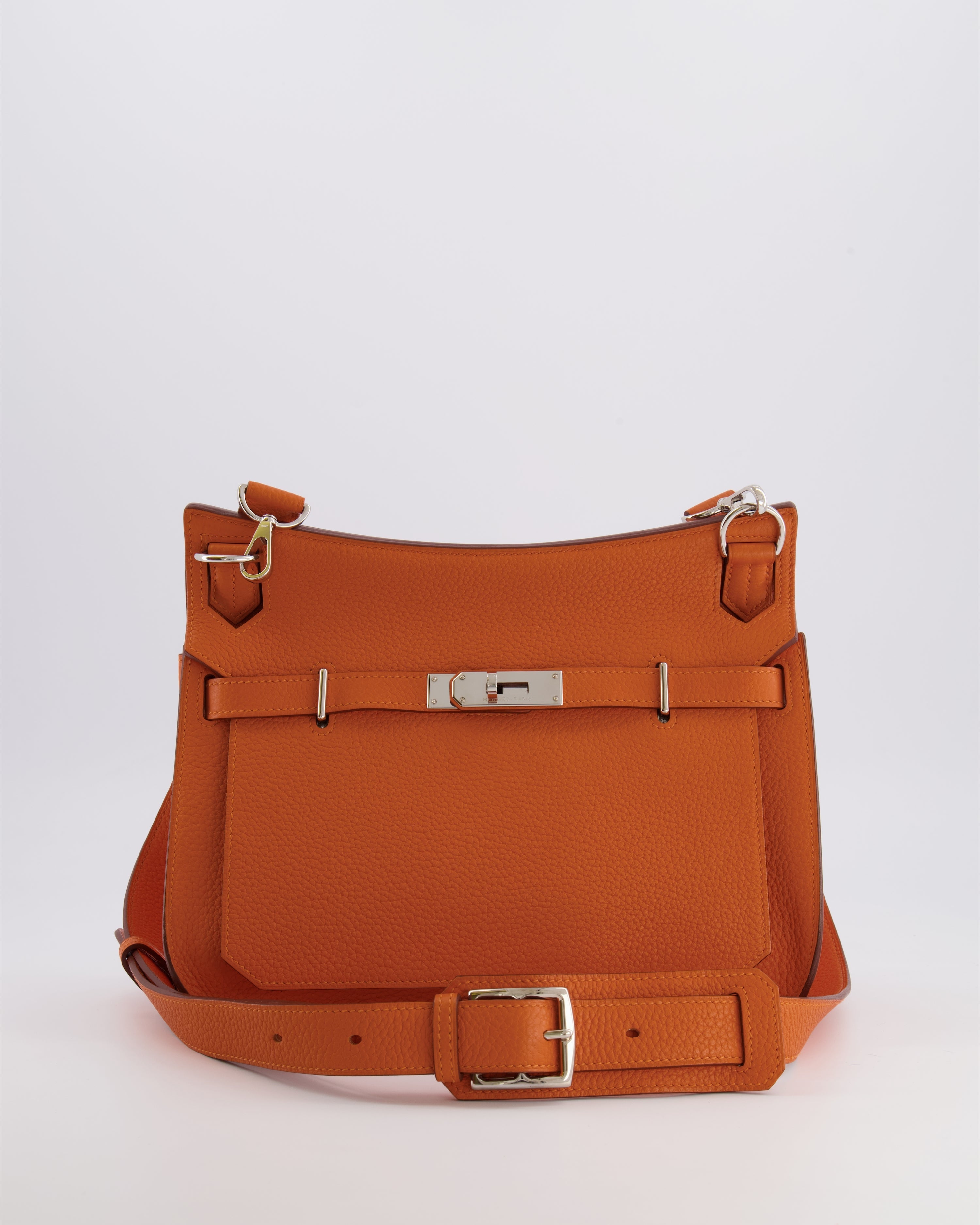 Hermès Jypsiere 28 Bag in Orange Clemence Leather with Palladium Hardware