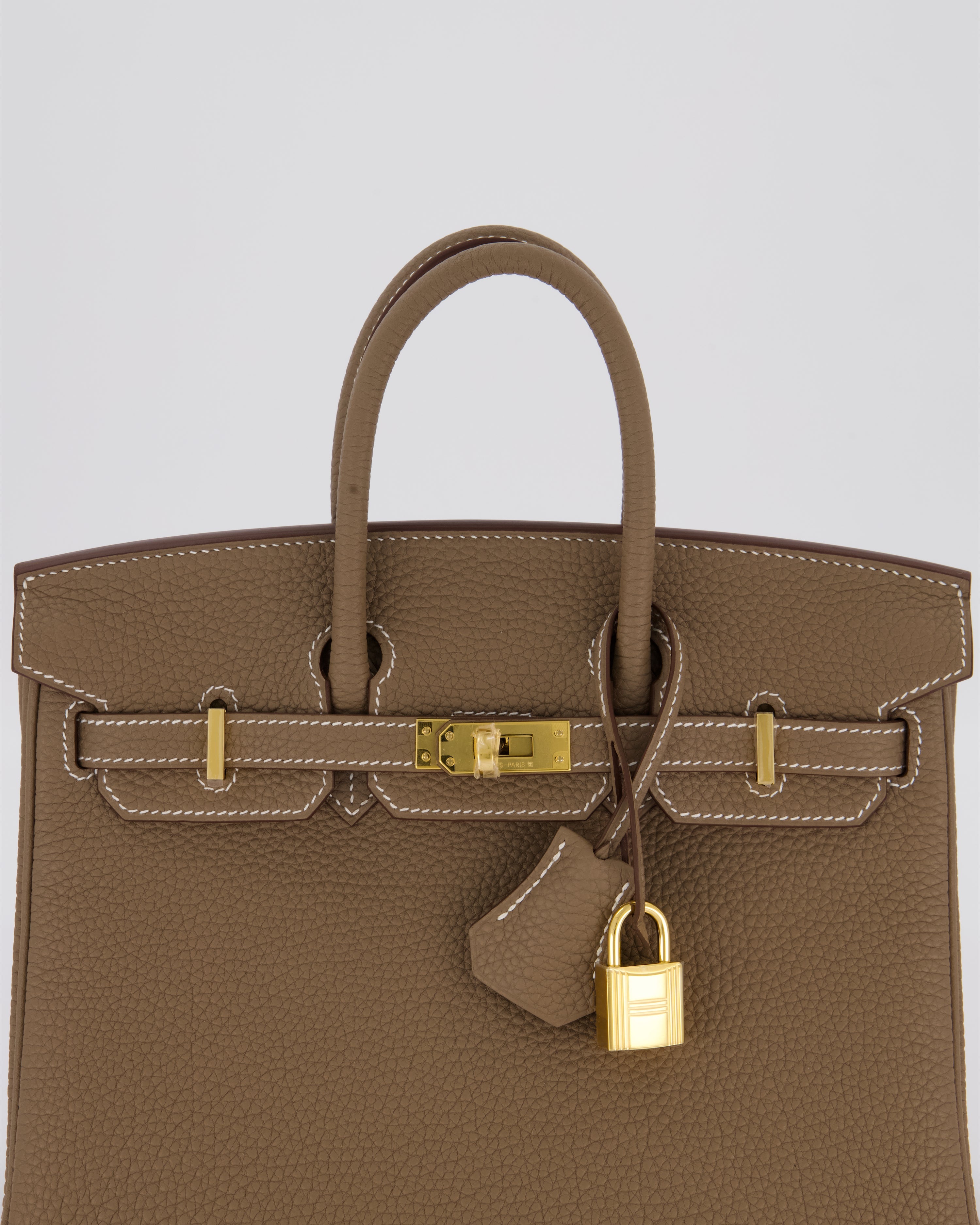 Hermès Birkin 25 Retourne Bag in Etoupe Togo Leather with Gold Hardware