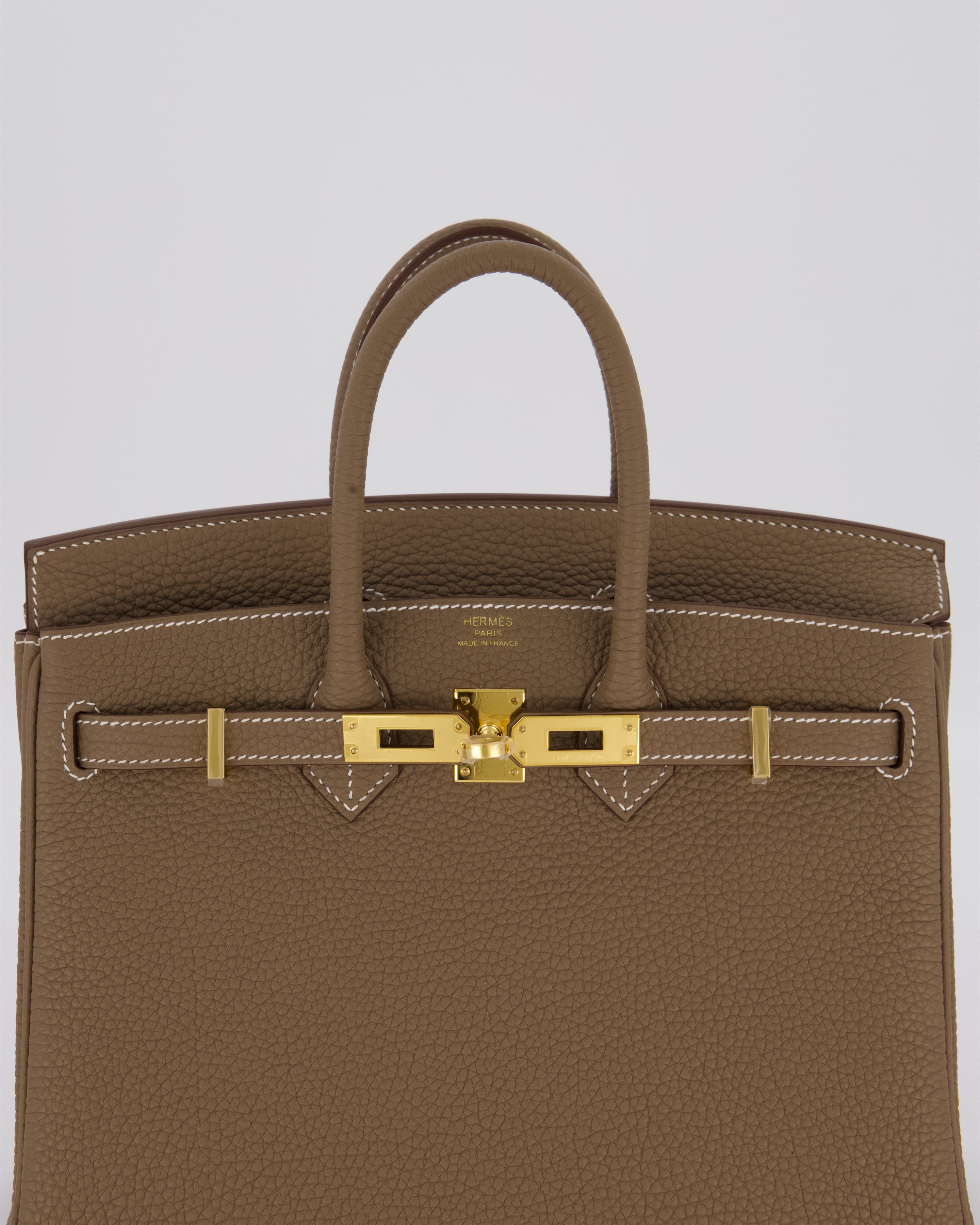 Hermès Birkin 25 Retourne Bag in Etoupe Togo Leather with Gold Hardware