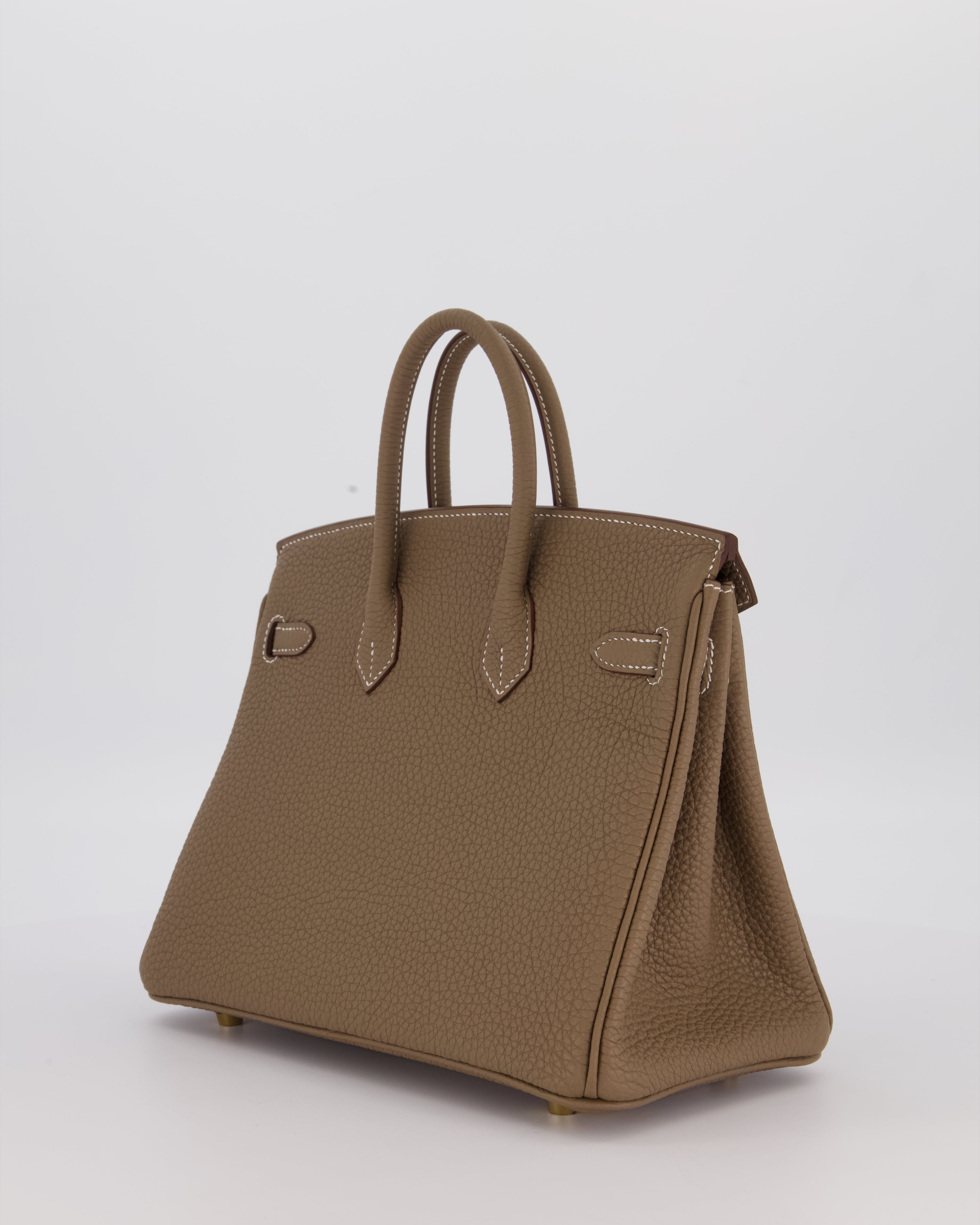 Hermès Birkin 25 Retourne Bag in Etoupe Togo Leather with Gold Hardware