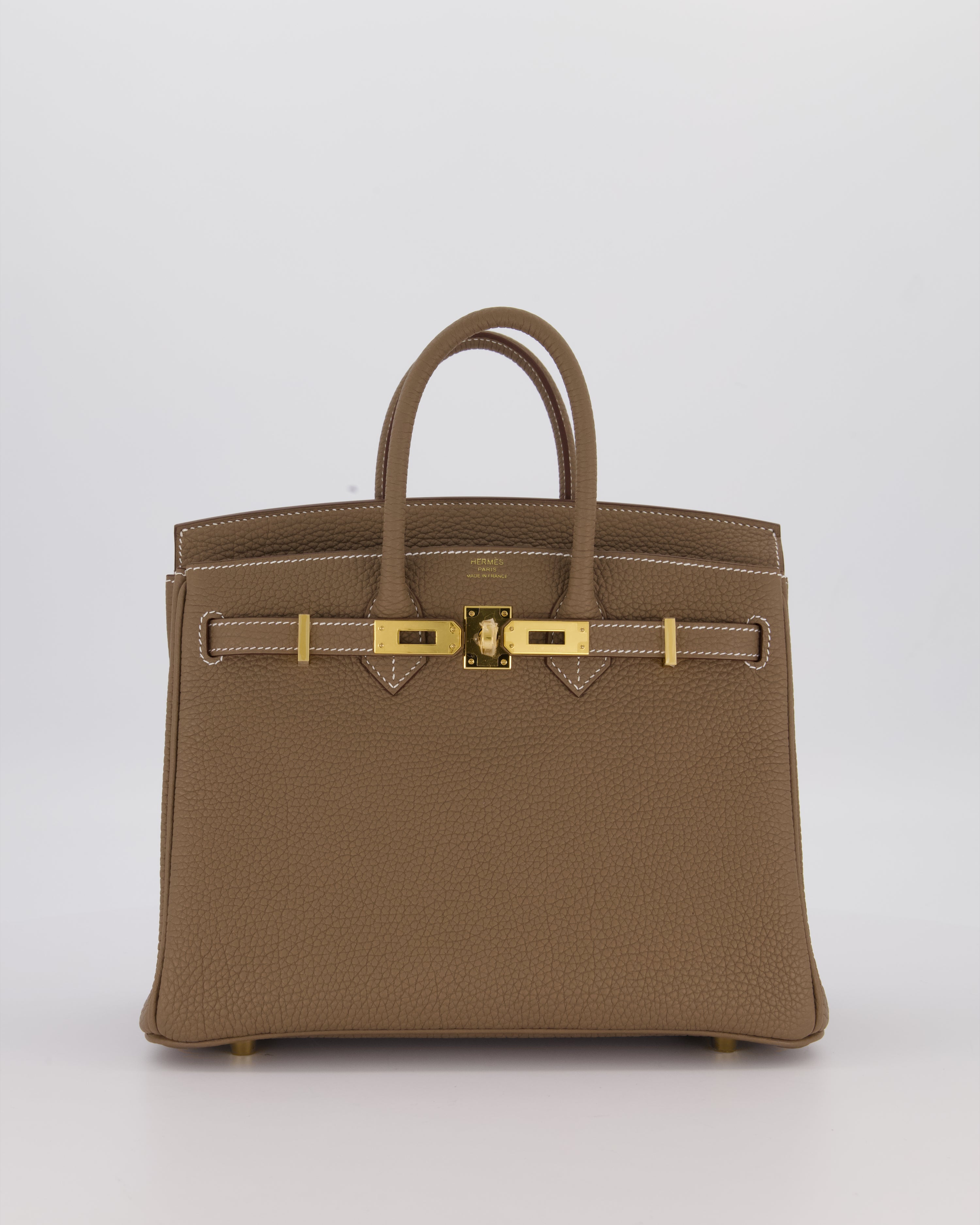 Hermès Birkin 25 Retourne Bag in Etoupe Togo Leather with Gold Hardware