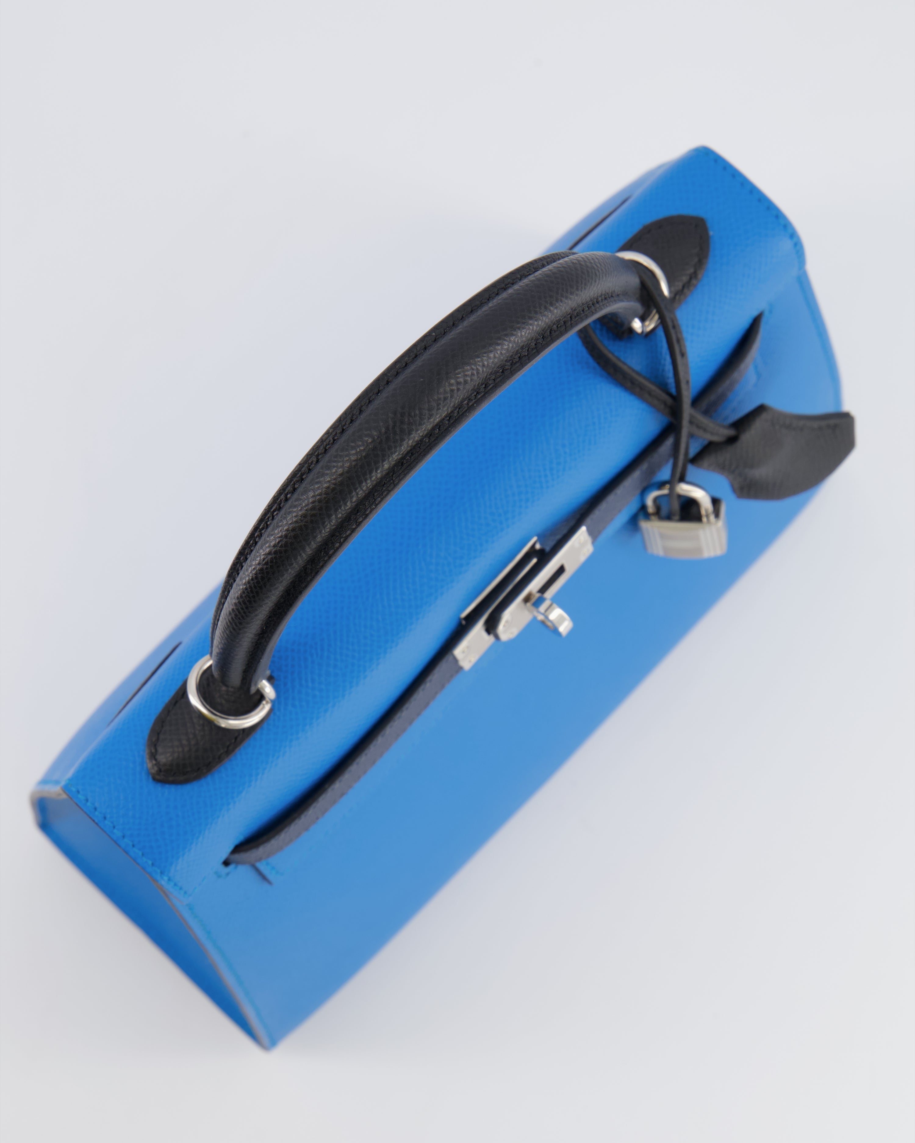 Hermès Kelly II Tricolour 25 Sellier Bag in Bleu Zanzibar, Bleu De Prusse and Noir Epsom Leather with Palladium Hardware