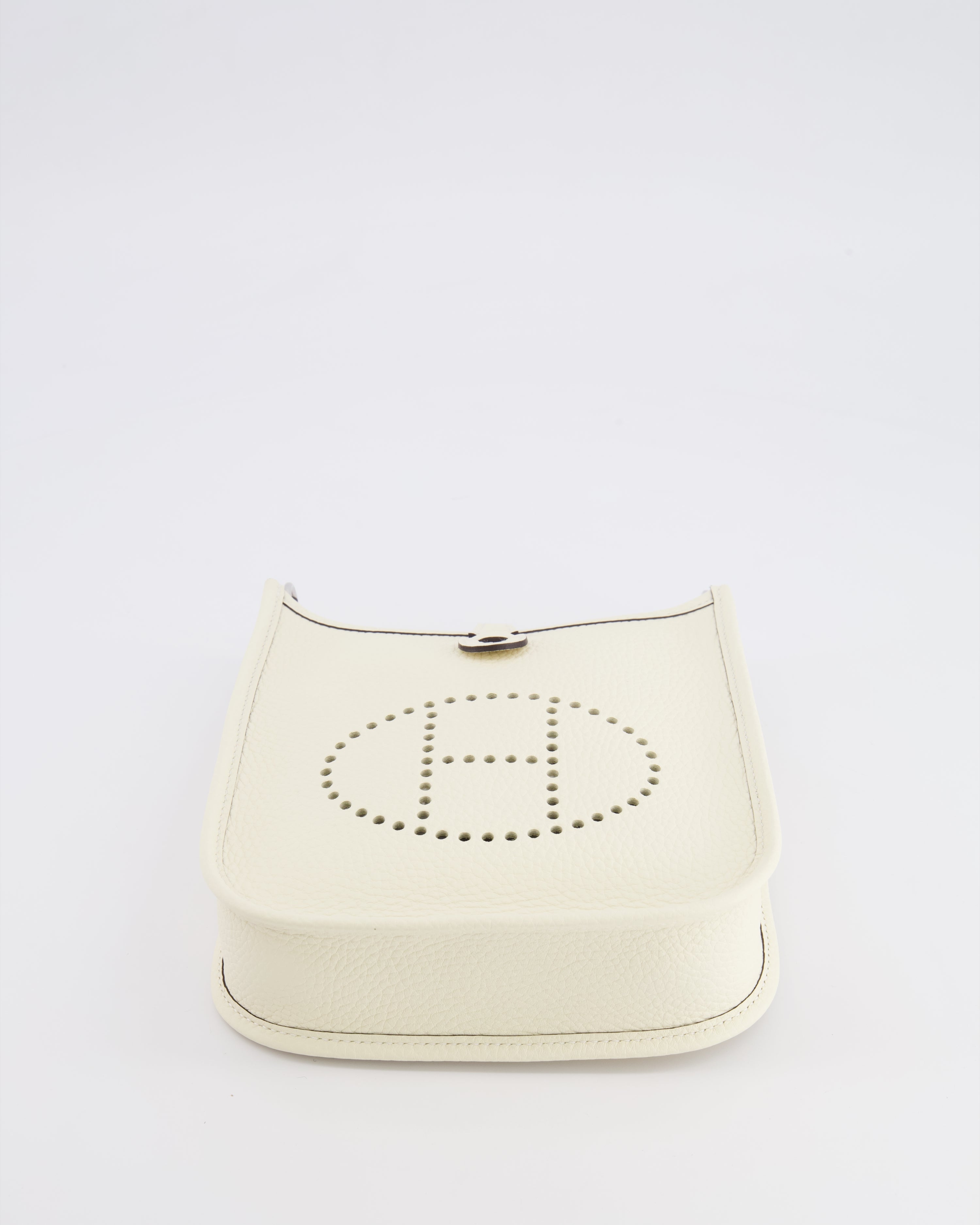 Hermès Mini Evelyne Amazone Bag in Cream Clemence Leather with Palladium Hardware