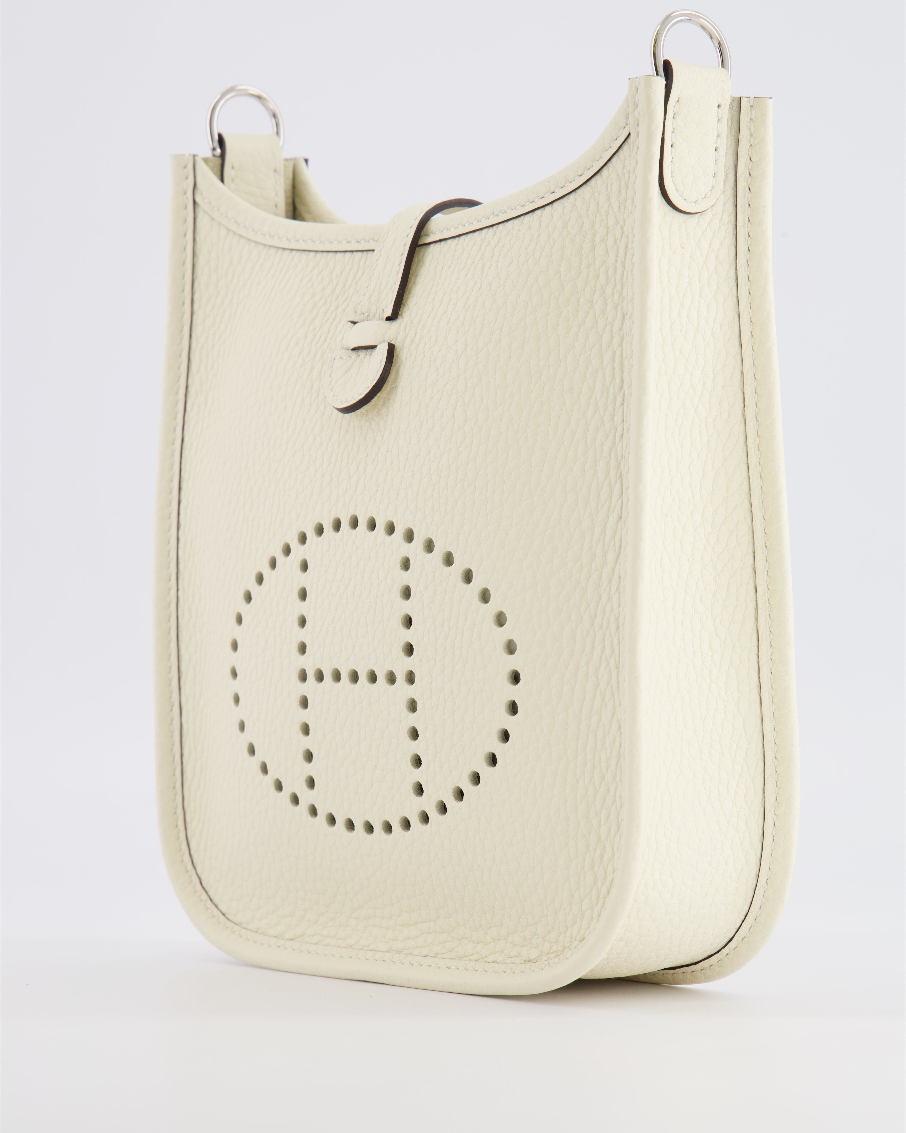 Hermès Mini Evelyne Amazone Bag in Cream Clemence Leather with Palladium Hardware