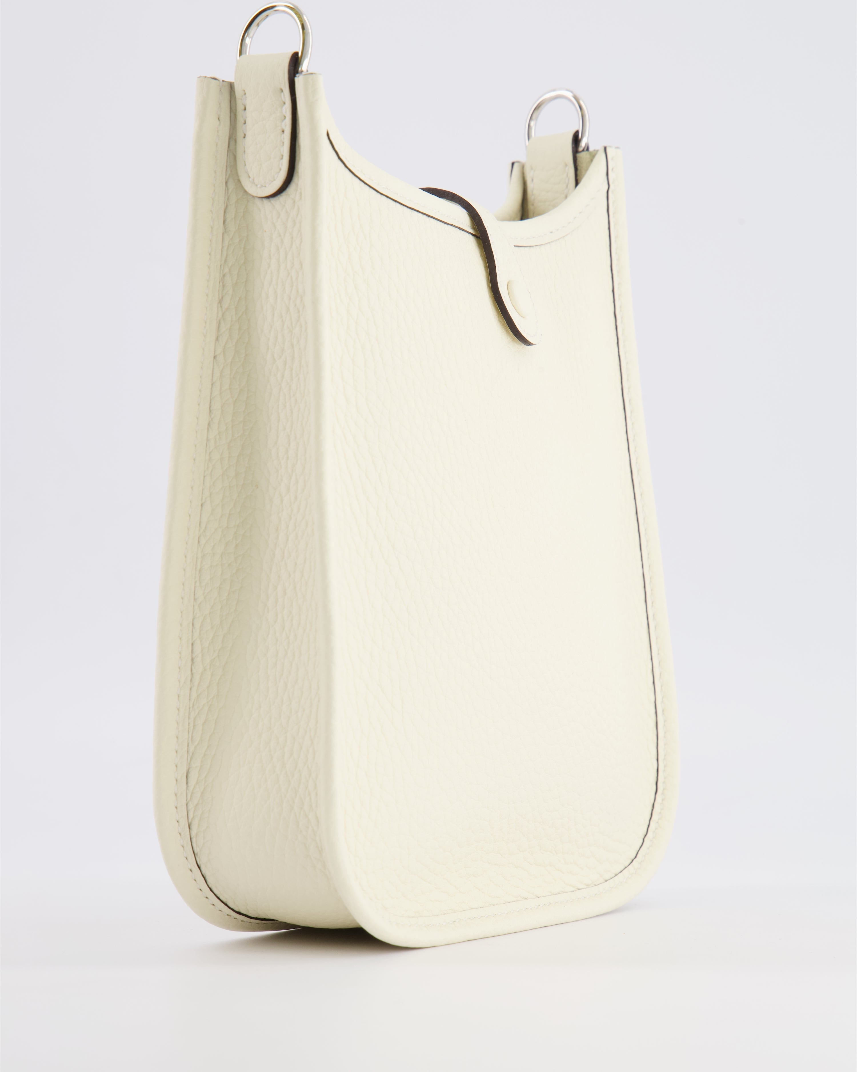 Hermès Mini Evelyne Amazone Bag in Cream Clemence Leather with Palladium Hardware